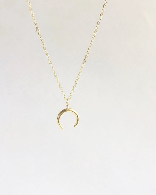 Crescent Moon Double Horn Necklace | Upside Down Horn Necklace | IB Jewelry