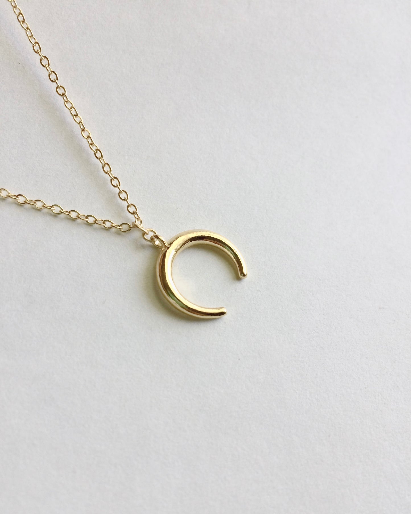 Crescent Moon Double Horn Necklace | Upside Down Horn Necklace | IB Jewelry