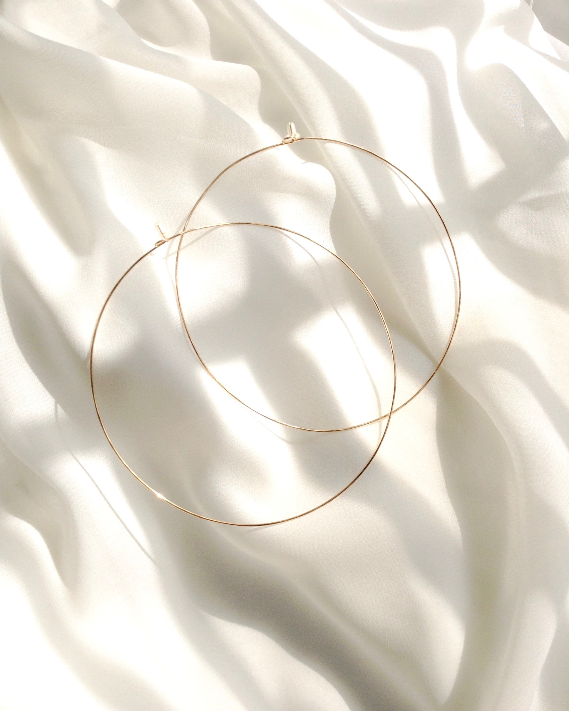 Minimal Big Thin Hoop Earrings in Gold Filled Sterling Silver or Rose Gold Filled | IB Jewerlry