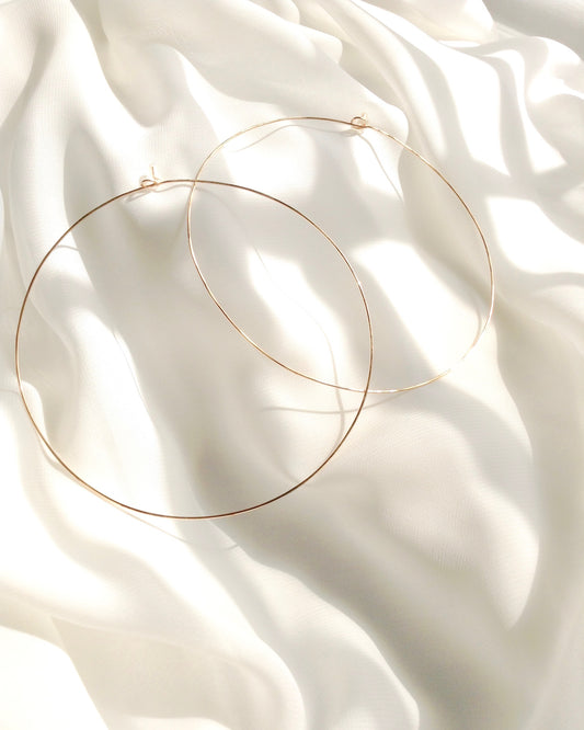 Extra Large Thin Hoop Earrings in Gold Filled Sterling Silver or Rose Gold Filled | IB Jewelry