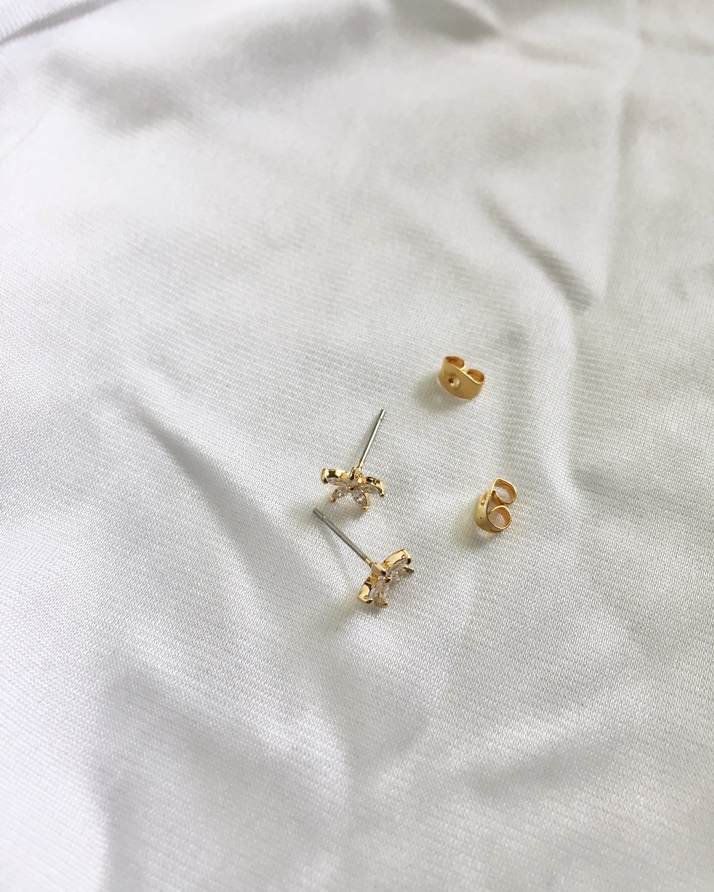 Flower CZ Stud Earrings | Small Delicate Stud Earrings | Dainty Stud Earrings | IB Jewelry