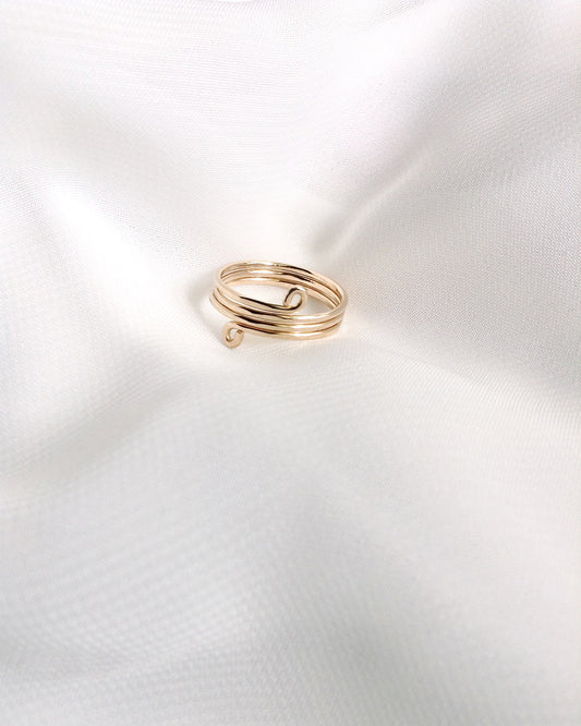 Thin Band Hammered Coil Ring | Minimalist Thumb Ring | IB Jewelry