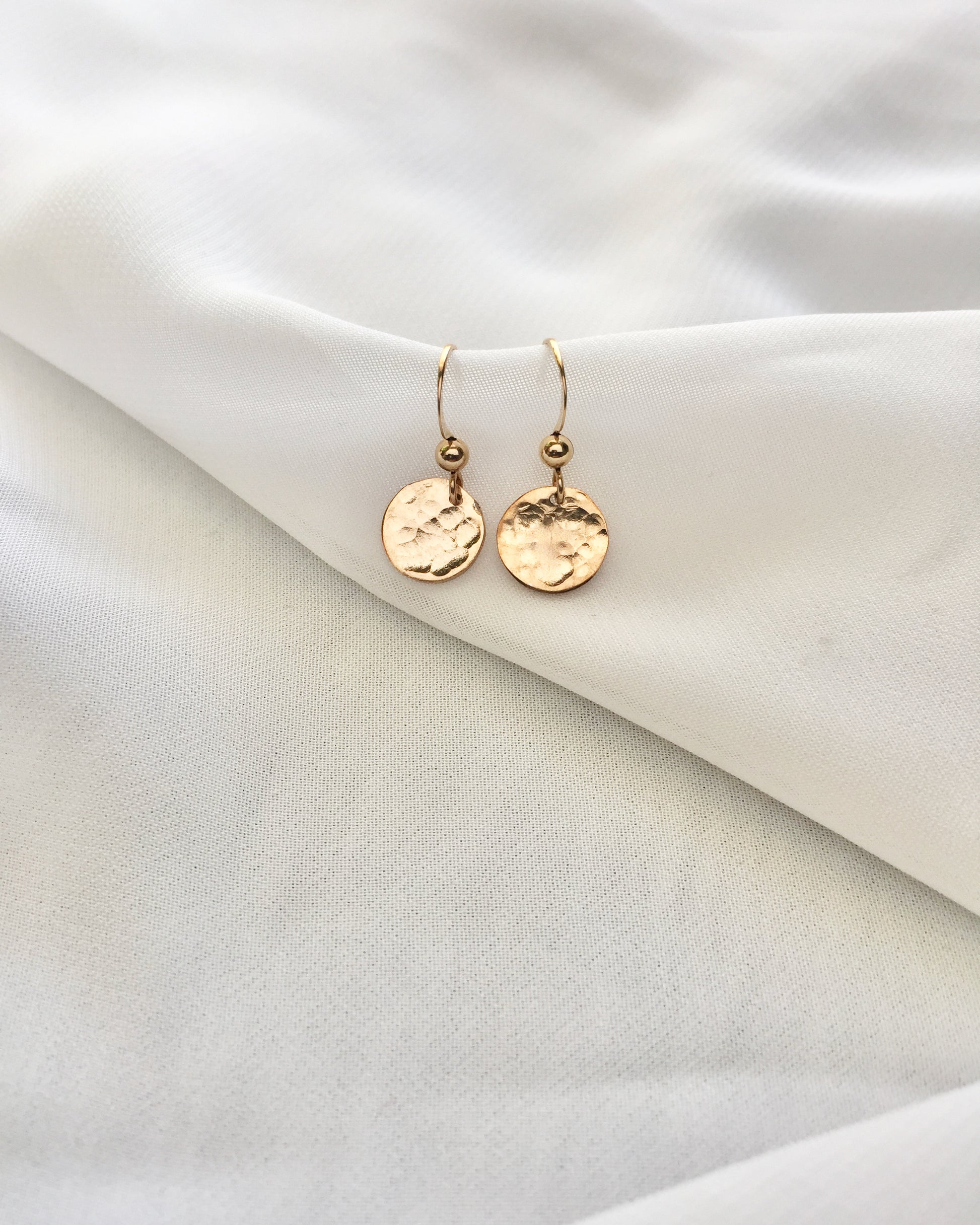 Hammered Disc Earrings | Dainty Everyday Earrings in Gold Filled or Sterling Silver | IB Jewelry