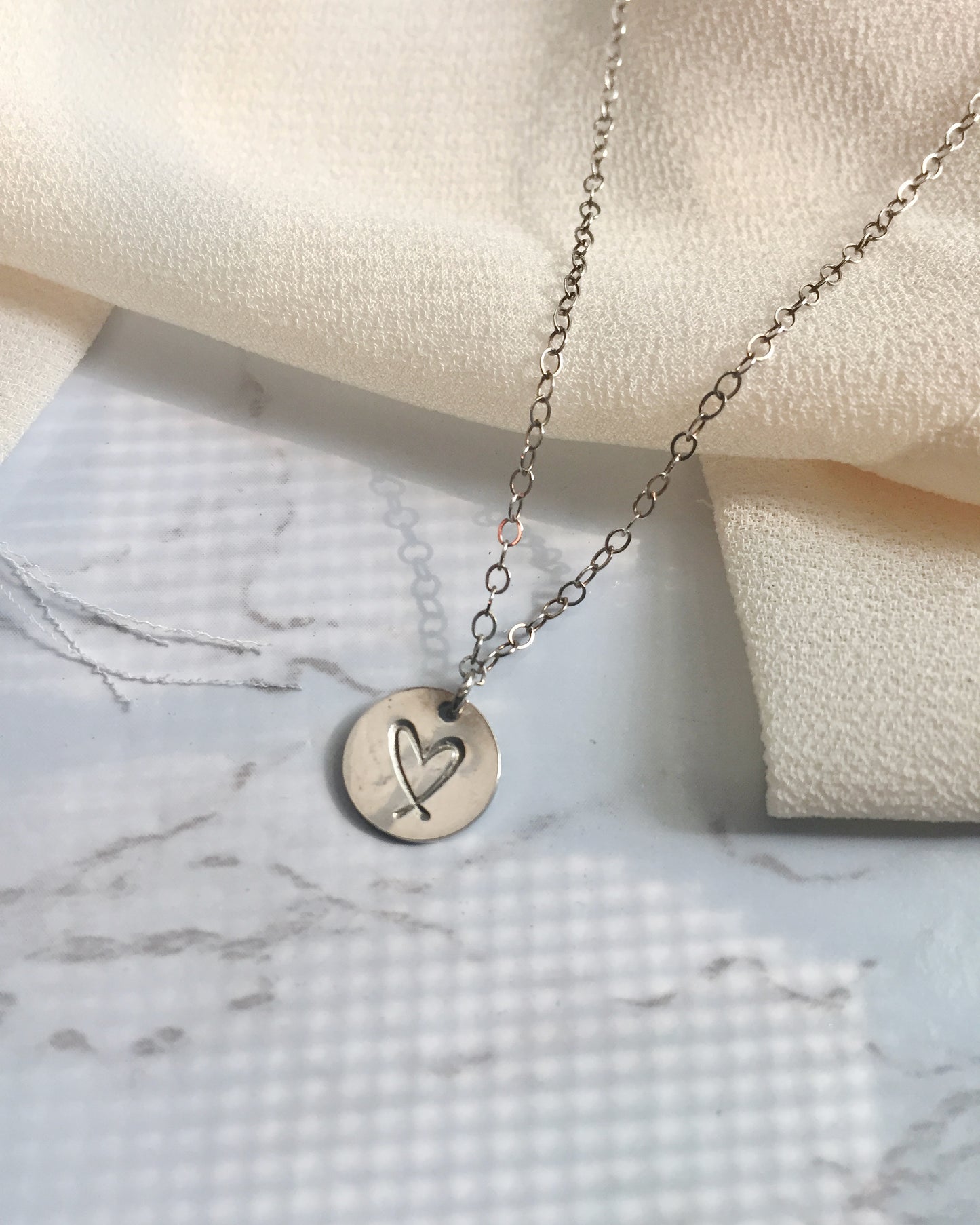 Minimal Heart Necklace | Dainty Thin Everyday Necklace | IB Jewelry