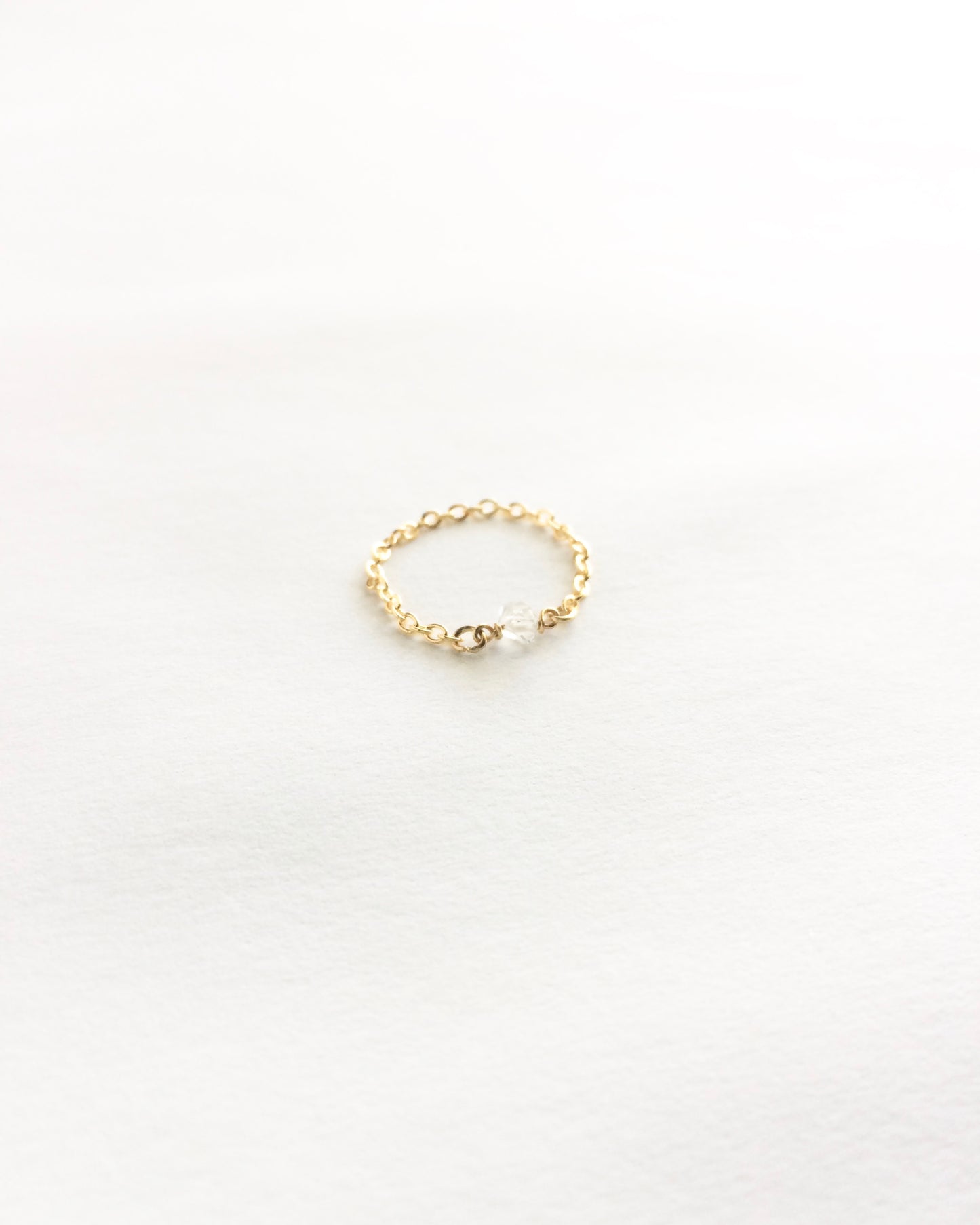 Herkimer Diamond Ring | Thin Delicate Chain Ring | IB Jewelry