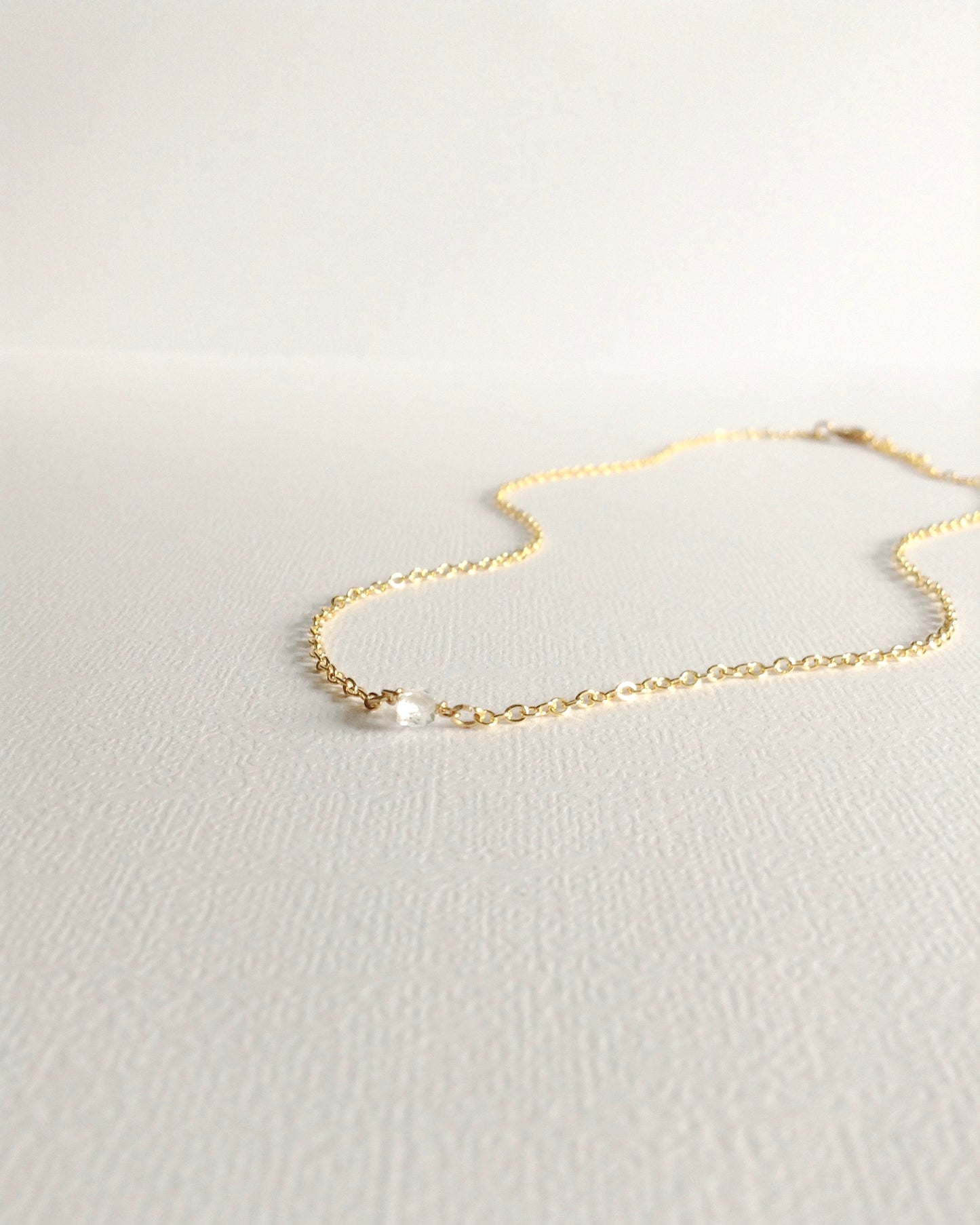 Herkimer Diamond Necklace | Simple Small Dainty Necklace | IB Jewelry