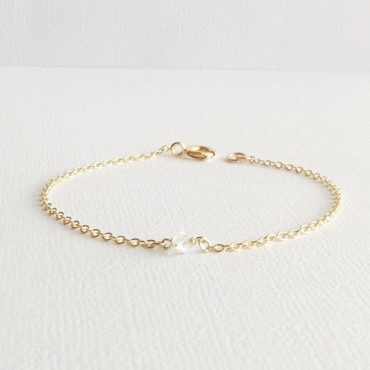 Herkimer Diamond Bracelet | Simple Dainty Bracelet | IB Jewelry