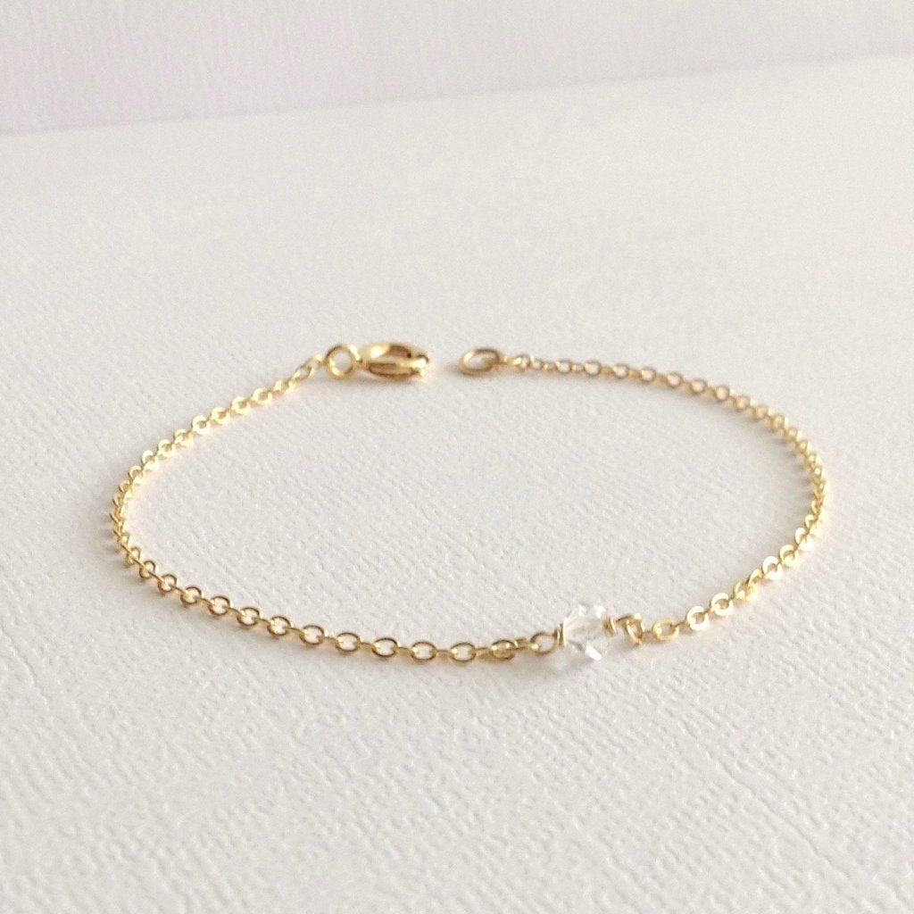 Herkimer Diamond Bracelet | Simple Dainty Bracelet | IB Jewelry