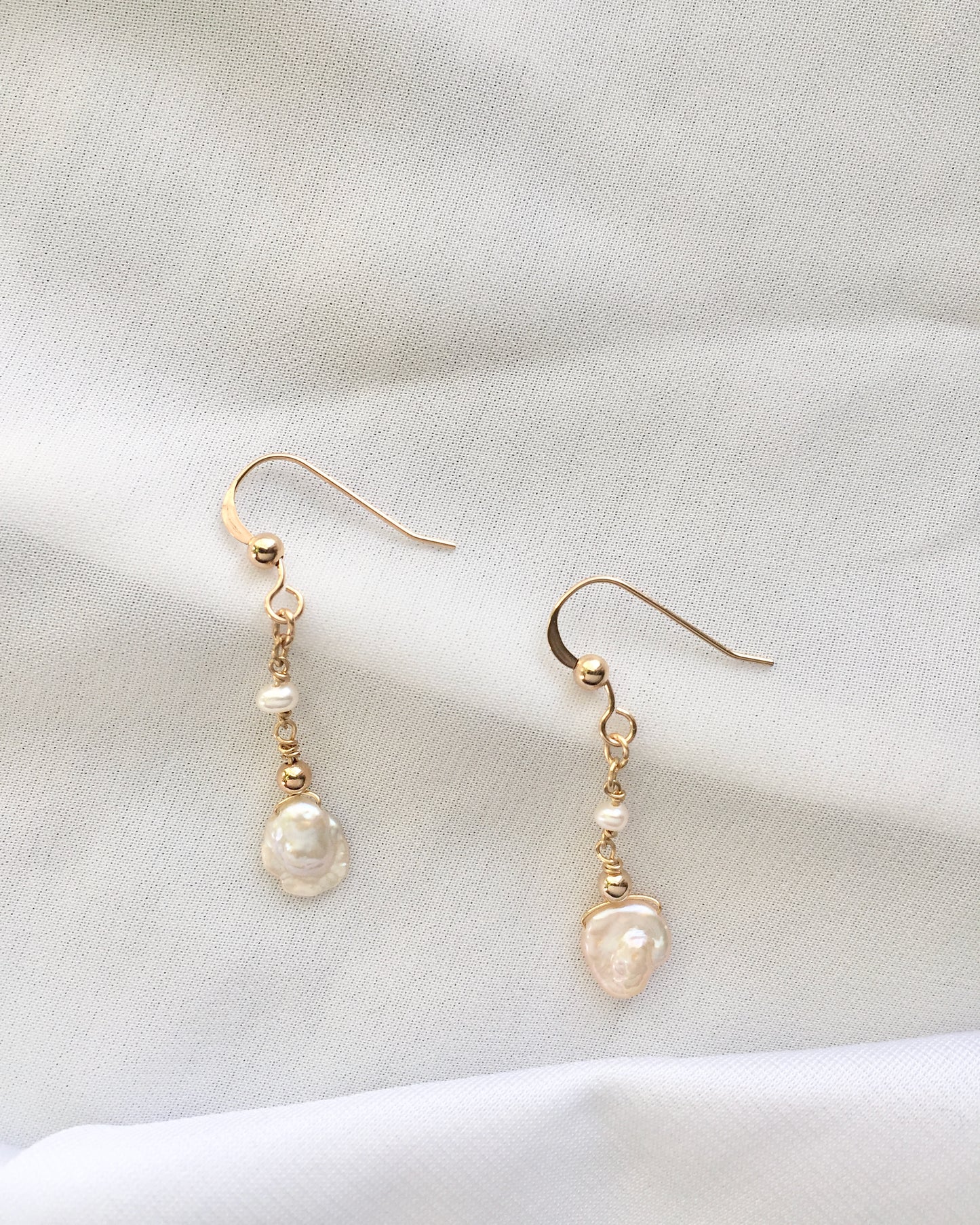 Organic Pearl Drop Earrings | Pearl Drop Statement Earrings | Organic Pearl Dangle Earrings in Gold Filled or Sterling Silver | IB Jewelry