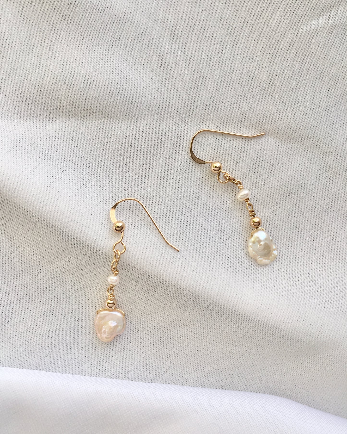 Organic Pearl Drop Earrings | Organic Pearl Dangle Earrings in Gold Filled or Sterling Silver | IB Jewelry