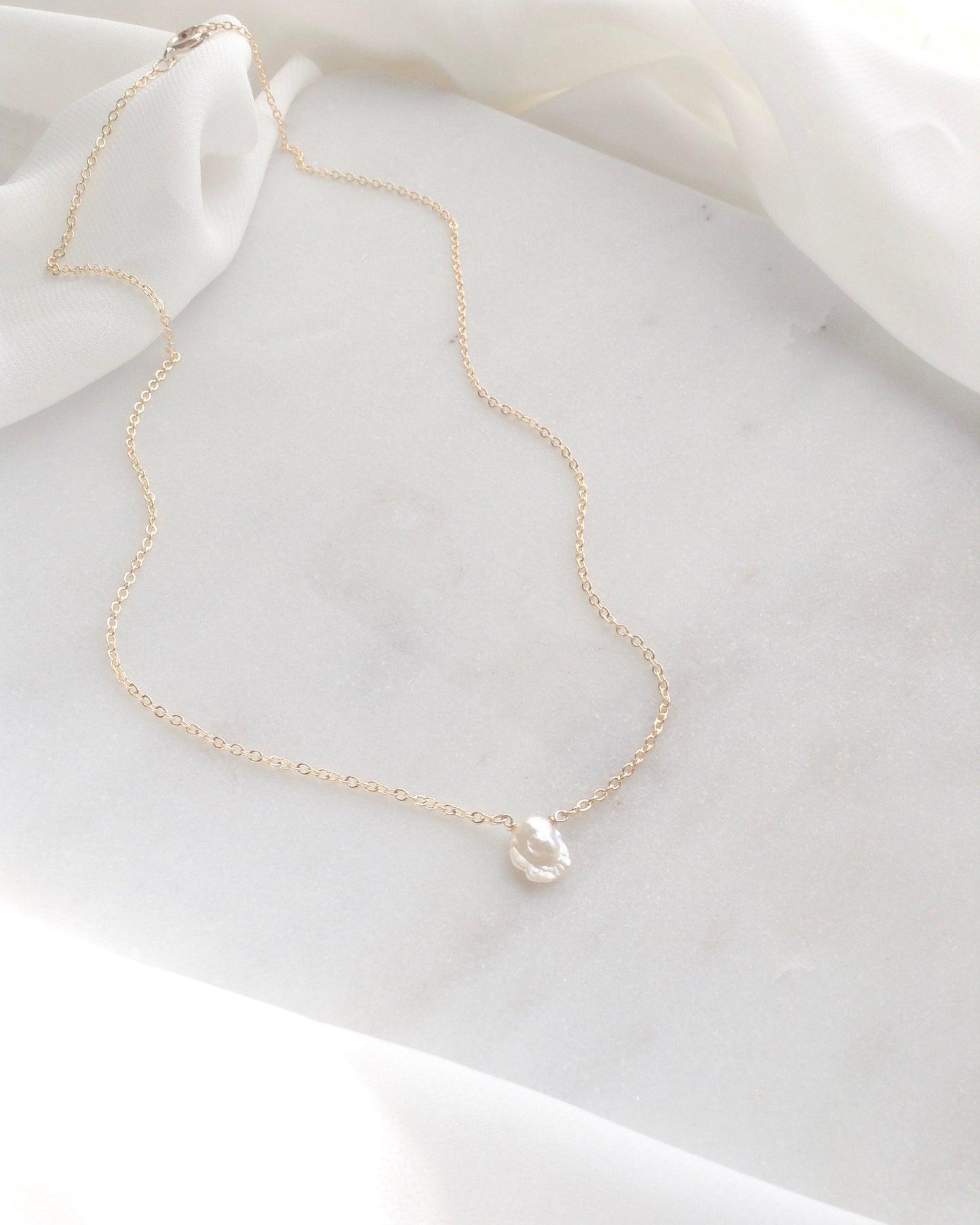 Keshi Pearl Necklace | Delicate Pearl Necklace | IB Jewelry