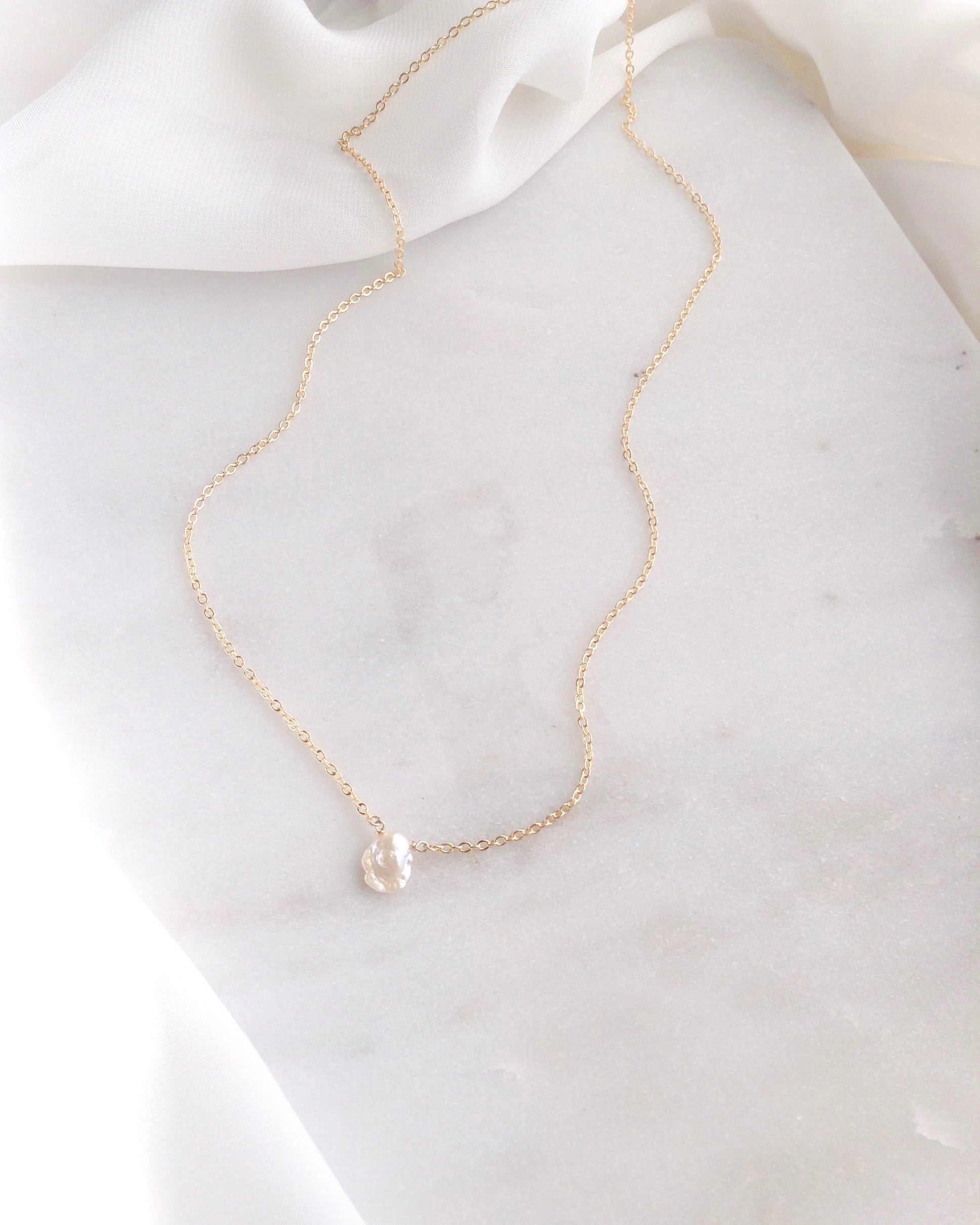 Keshi Pearl Necklace | Small Dainty Necklace | IB Jewelry