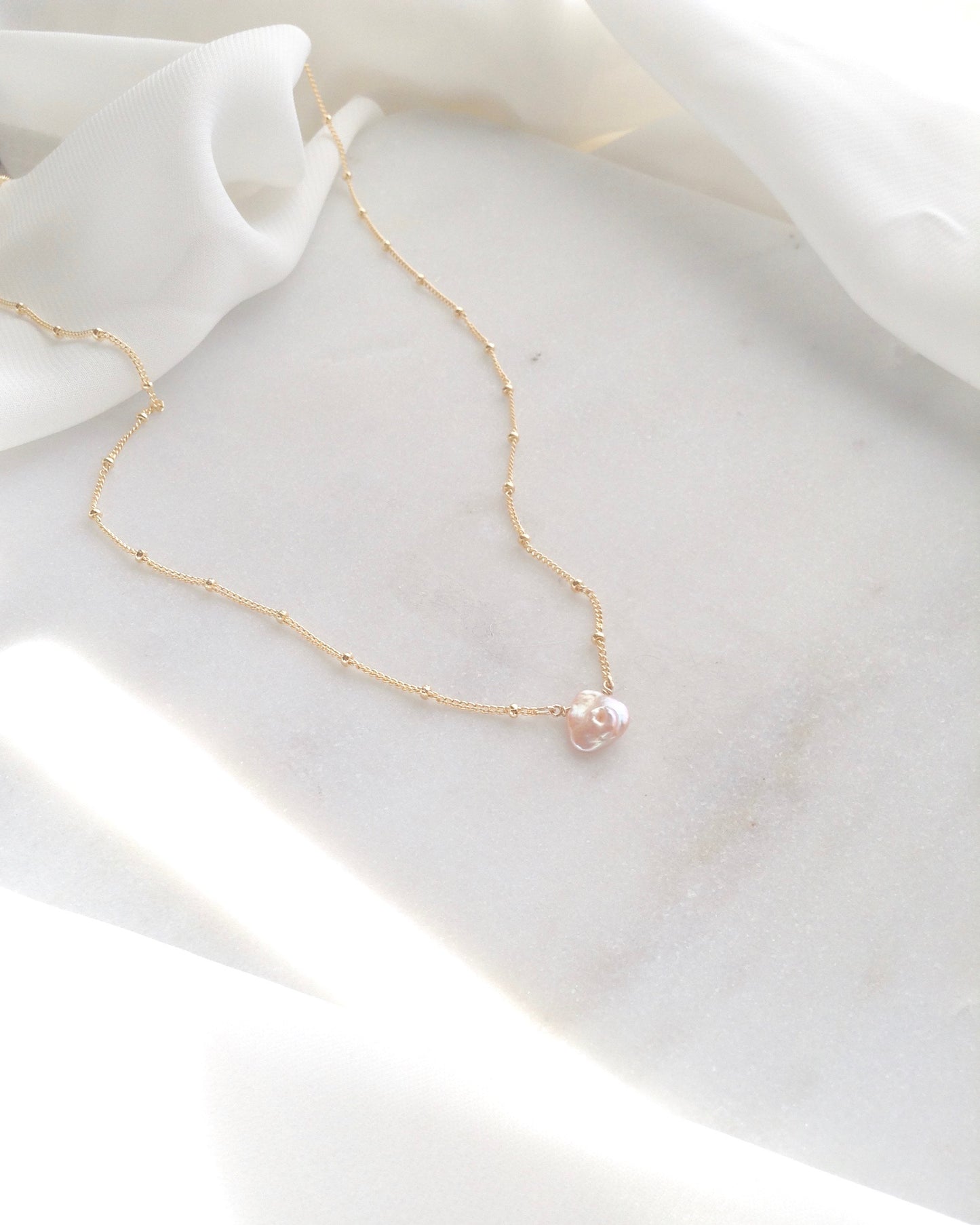 Delicate Keshi Pearl Dew Drop Necklace | IB Jewelry