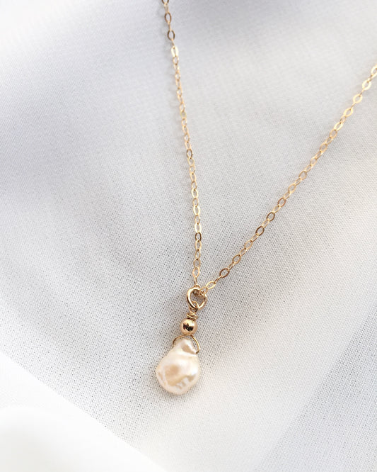 Organic Pearl Necklace in Gold Filled or Sterling Silver | IB Jewelry
