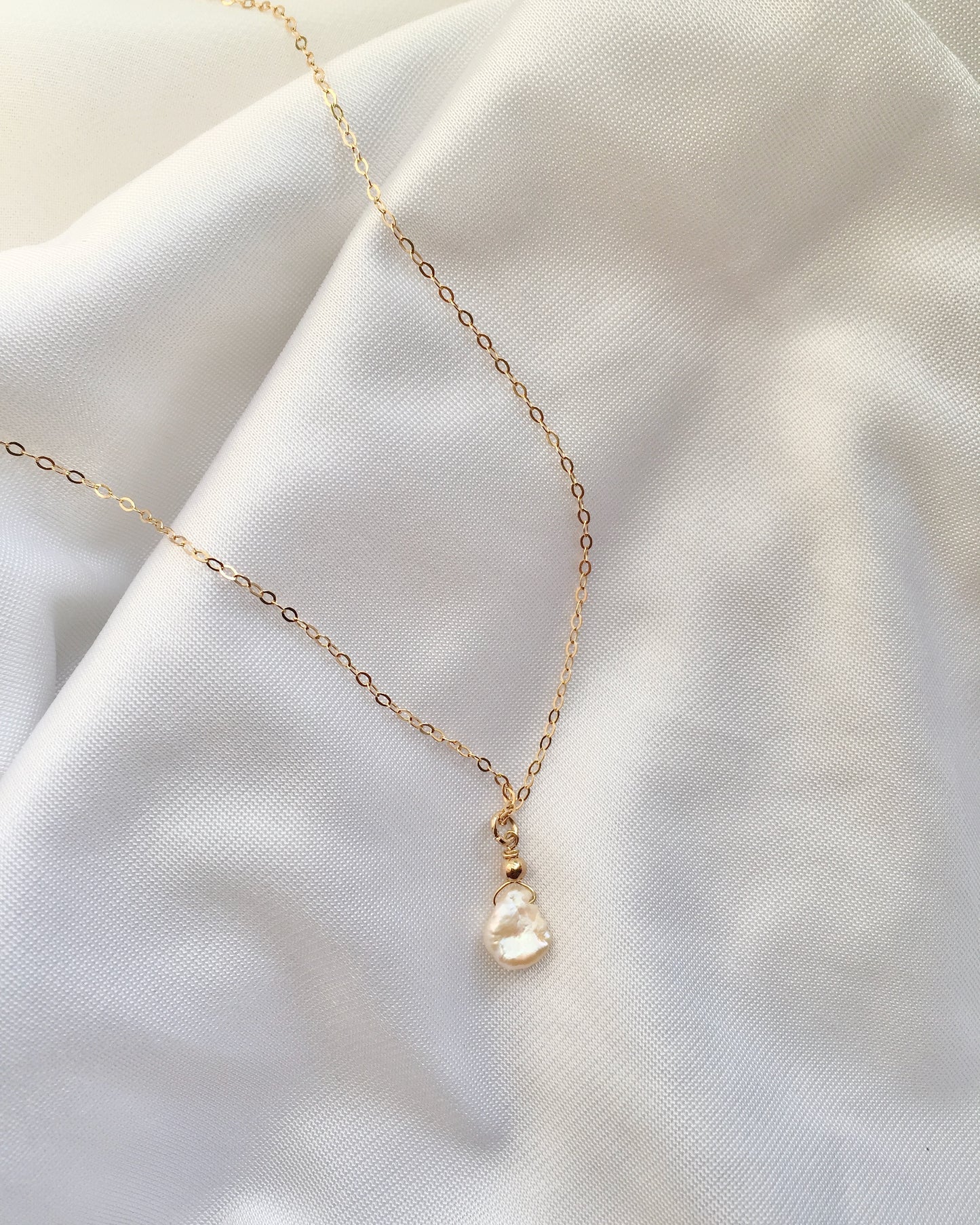 Small Dainty Pearl Necklace | Organic Pearl Drop Necklace | IB Jewelry