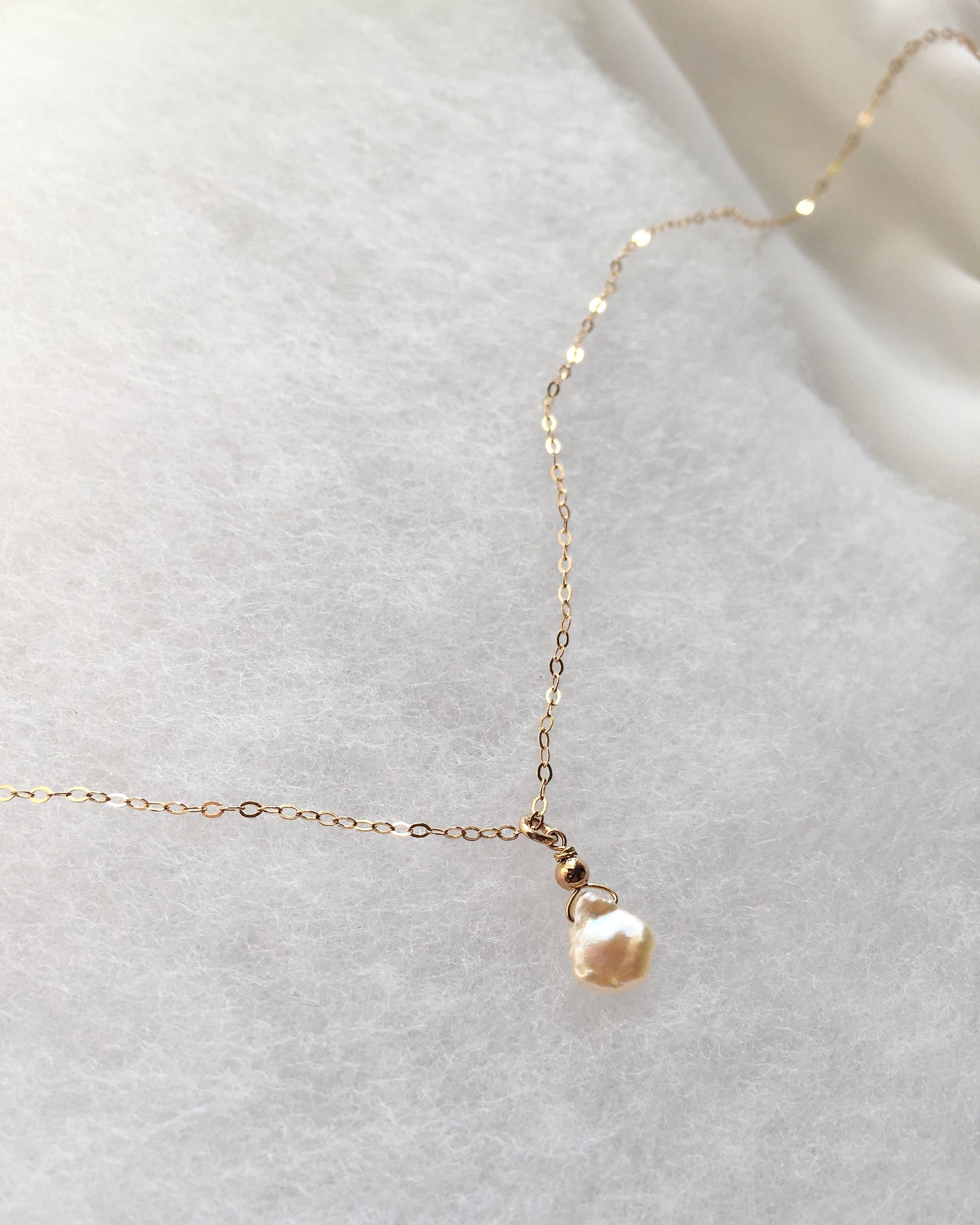 Simple Single Pearl Drop Necklace | Small Dainty Necklace | IB Jewelry