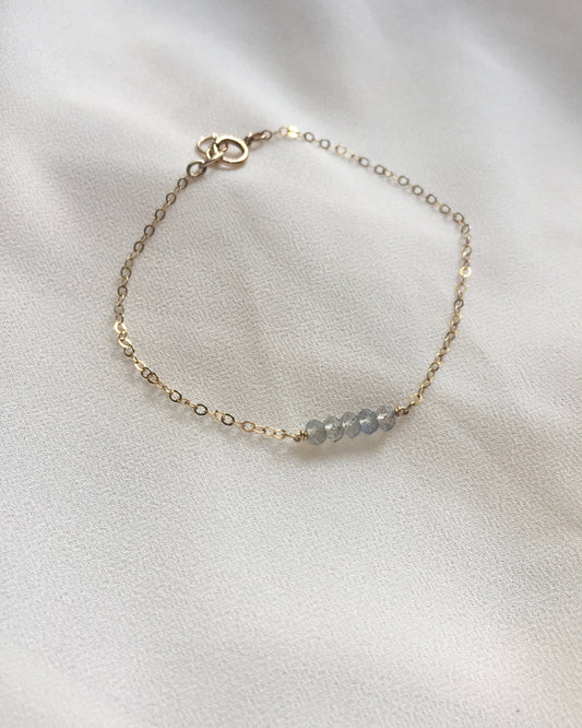 Labradorite Gemstone Bar Bracelet In Gold Filled or Sterling Silver | Delicate Gemstone Bracelet | IB Jewelry