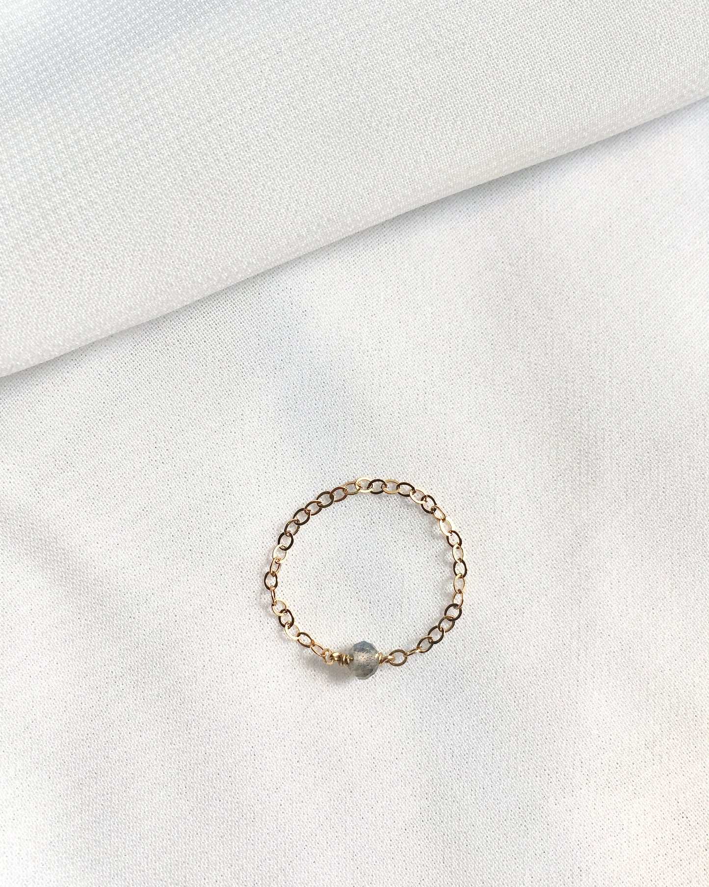 Genuine Labradorite Ring | Dainty Gemstone Ring | IB Jewelry