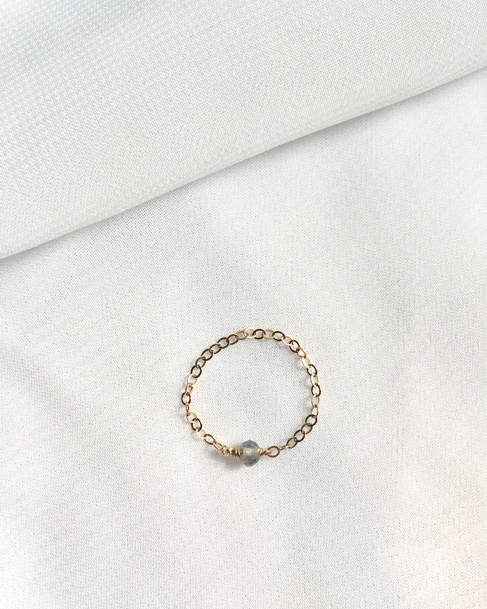 Genuine Labradorite Ring | Dainty Gemstone Ring | IB Jewelry