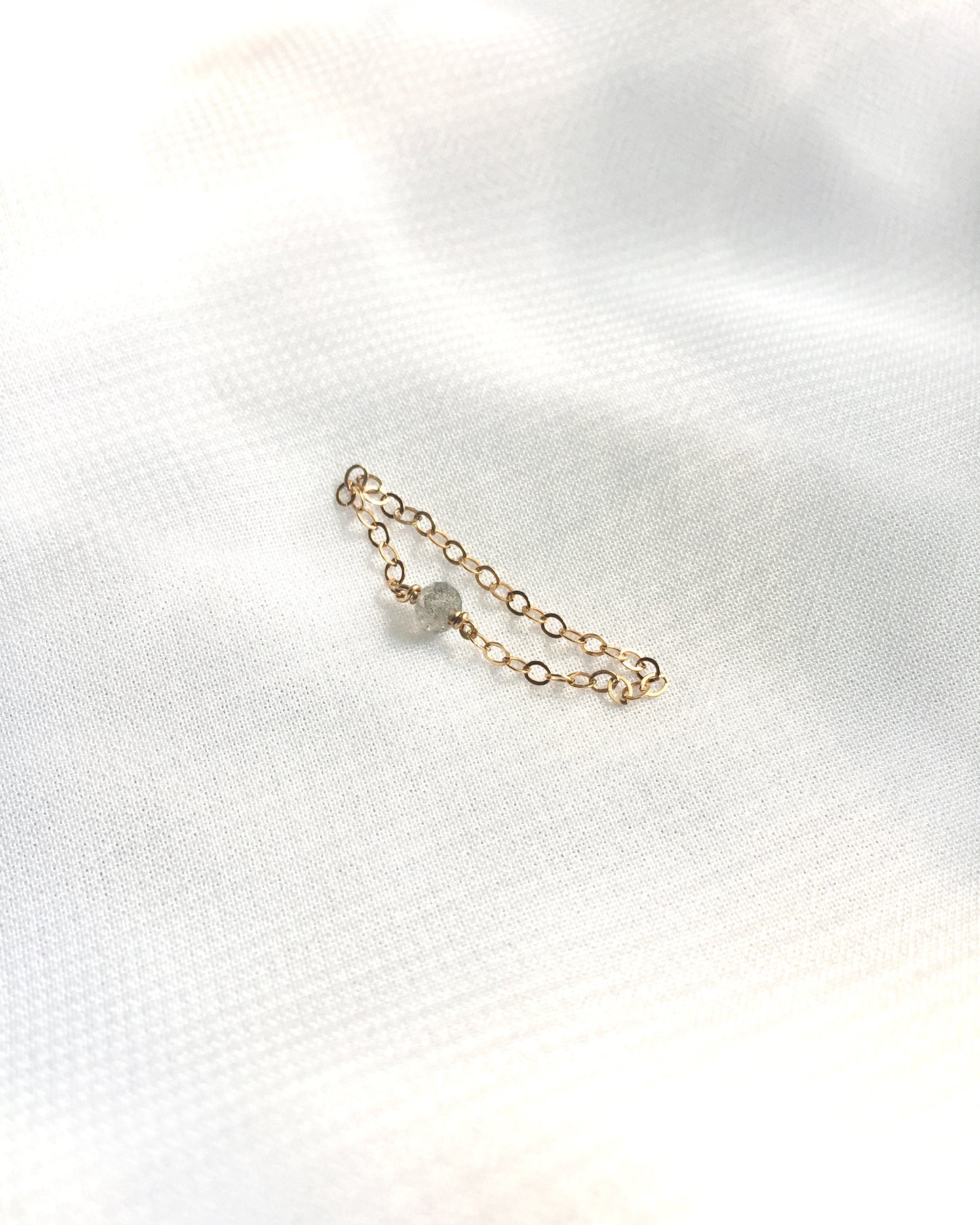 Labradorite Gemstone Ring | Thin Chain Ring | IB Jewelry
