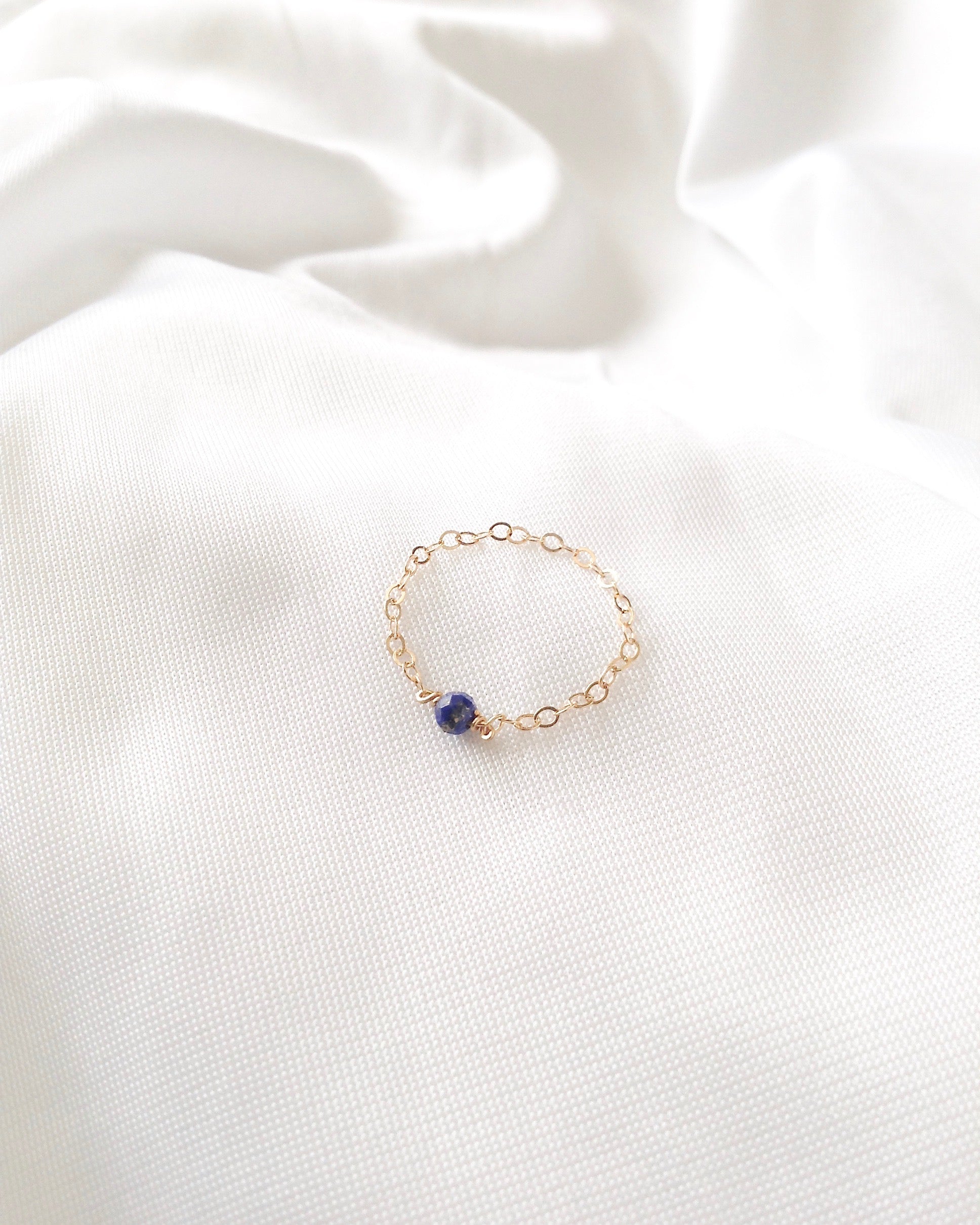 Small Lapis Lazuli Minimalist Delicate Gemstone Ring in Gold Filled or Sterling Silver | IB Jewelry
