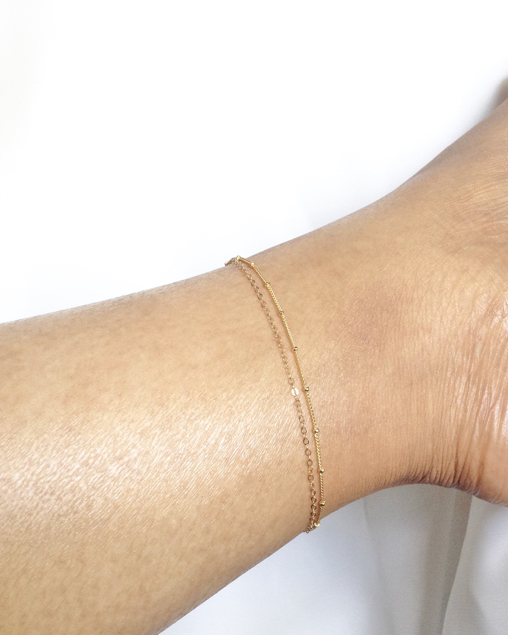 Simple Double Layer Anklet | Dainty Gold Anklet | Delicat Gold Anklet | IB Jewelry