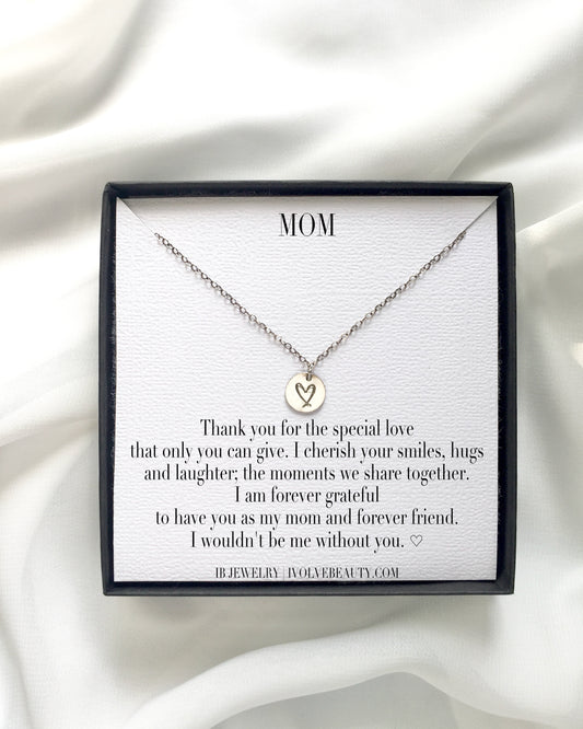 Delicate Mom Necklace | Dainty Heart Necklace For Mom | Meaningful Jewelry For Mom | Sentimental Mom Gift | IB Jewelry