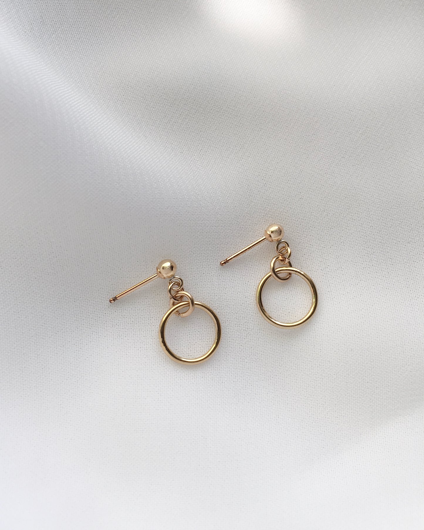 Mini Open Circle Drop Earrings in Gold Filled or Sterling Silver | IB Jewelry