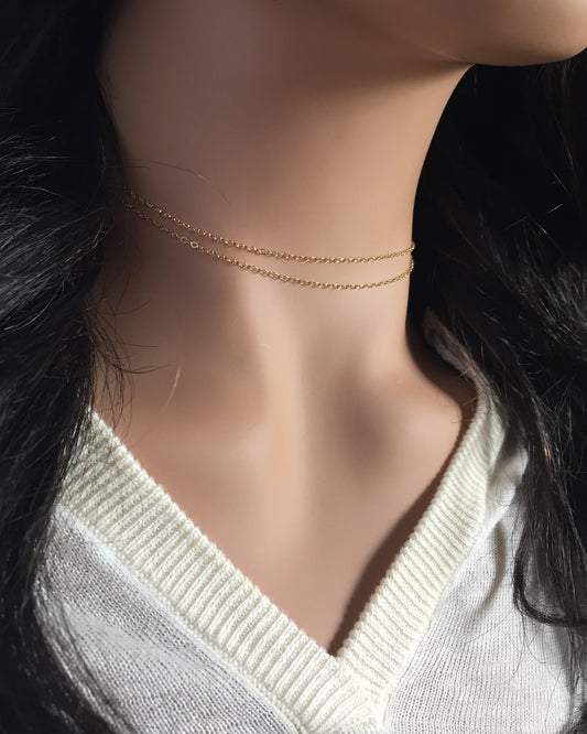 Dainty Choker Necklace | Double Strand Simple Choker Necklace | IB Jewelry