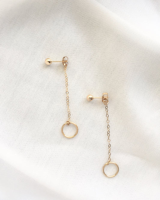 Ball Minimalist Chain Earrings | Dainty Dangle Chain Earrings in Gold Filled or Sterling Silver | Simple Delicate Earrings | IB Jewelry