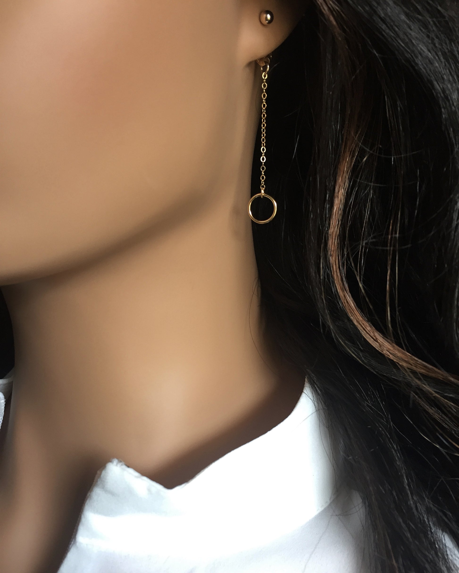 Ball Minimalist Chain Earrings | Dainty  Dangle Chain Earrings | IB Jewelry