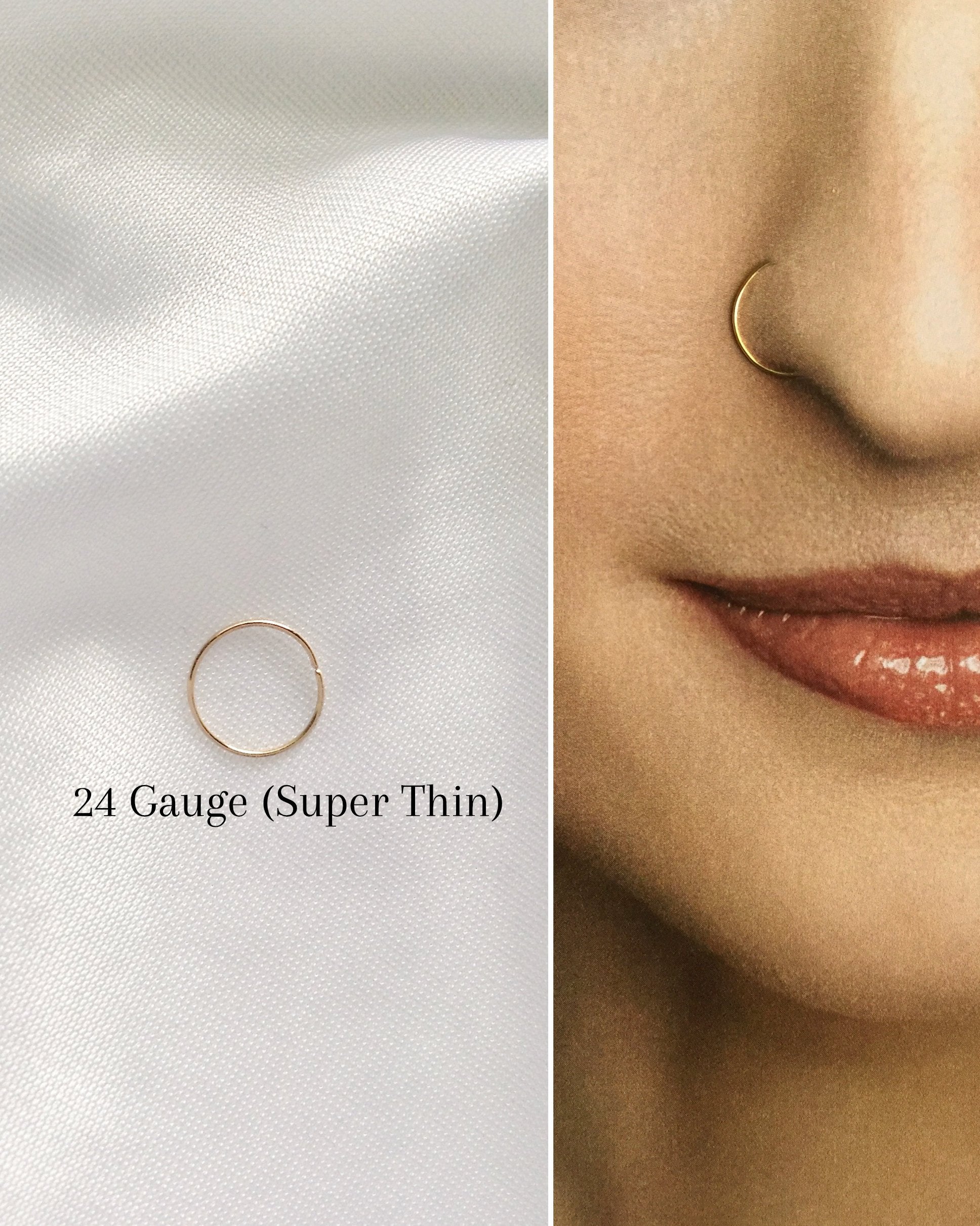22 Gauge Nose Nose Ring Solid Gold 22 Nose Ring 14K Solid Gold