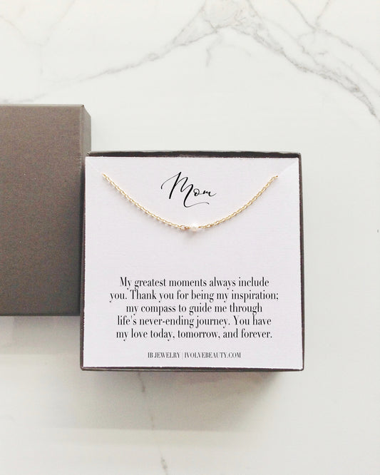 Mom Gift Tiny Single Pearl Necklace | Meaningful Necklace | IB Jewelry