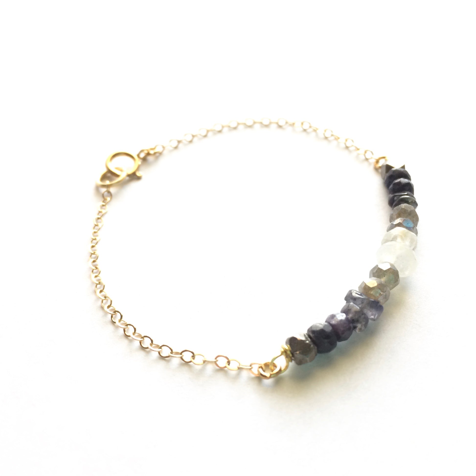 Gemstone Moon Phase Delicate Chain Bracelet | IB Jewelry