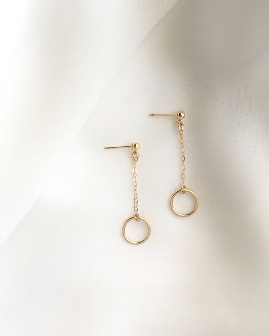 Minimalist Dangle Earrings in Gold Filled or Sterling Silver | Open Circle Earrings | IB Jewelry