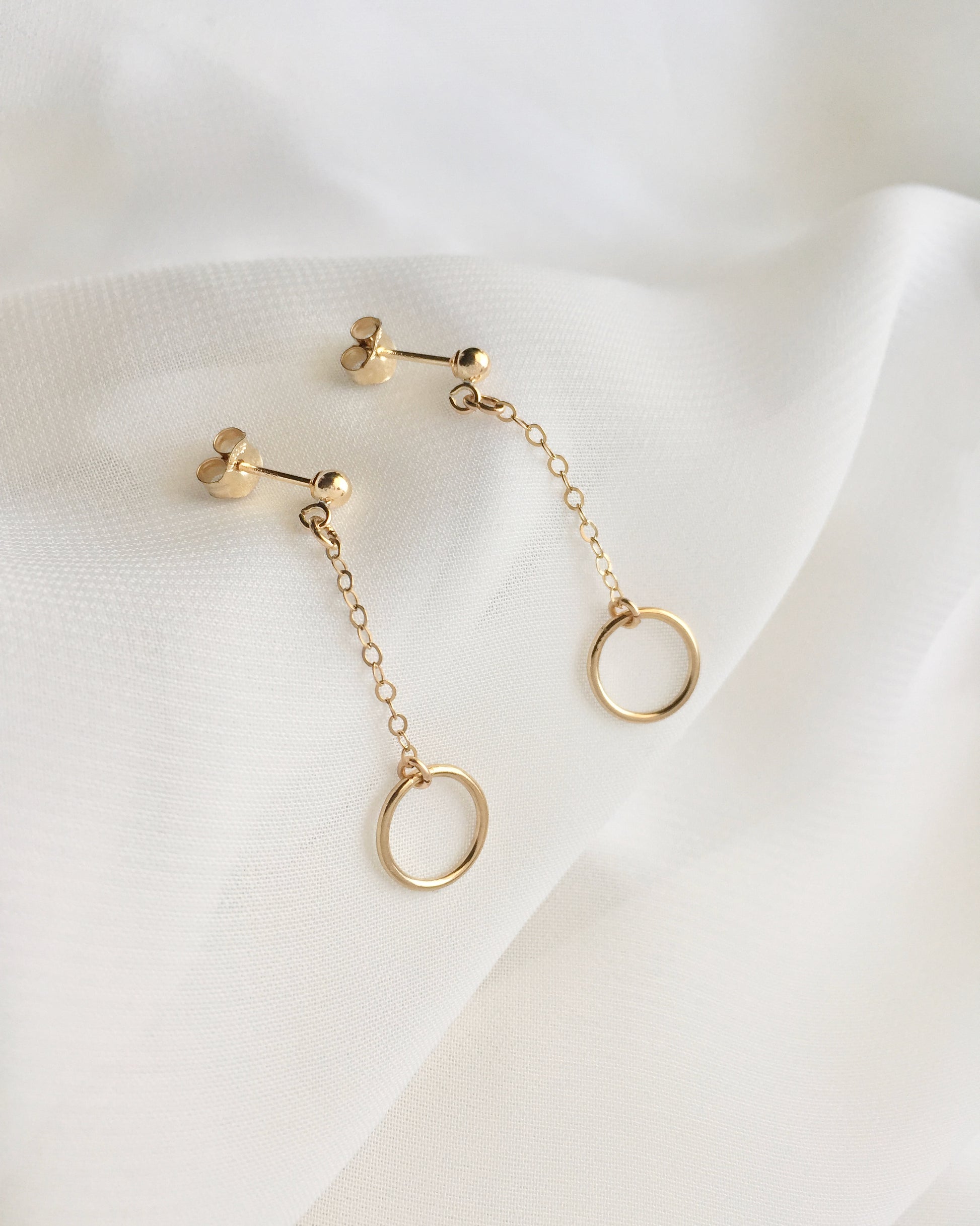 Dainty Open Circle Dangle Earrings | Simple Everyday Earrings | IB Jewelry