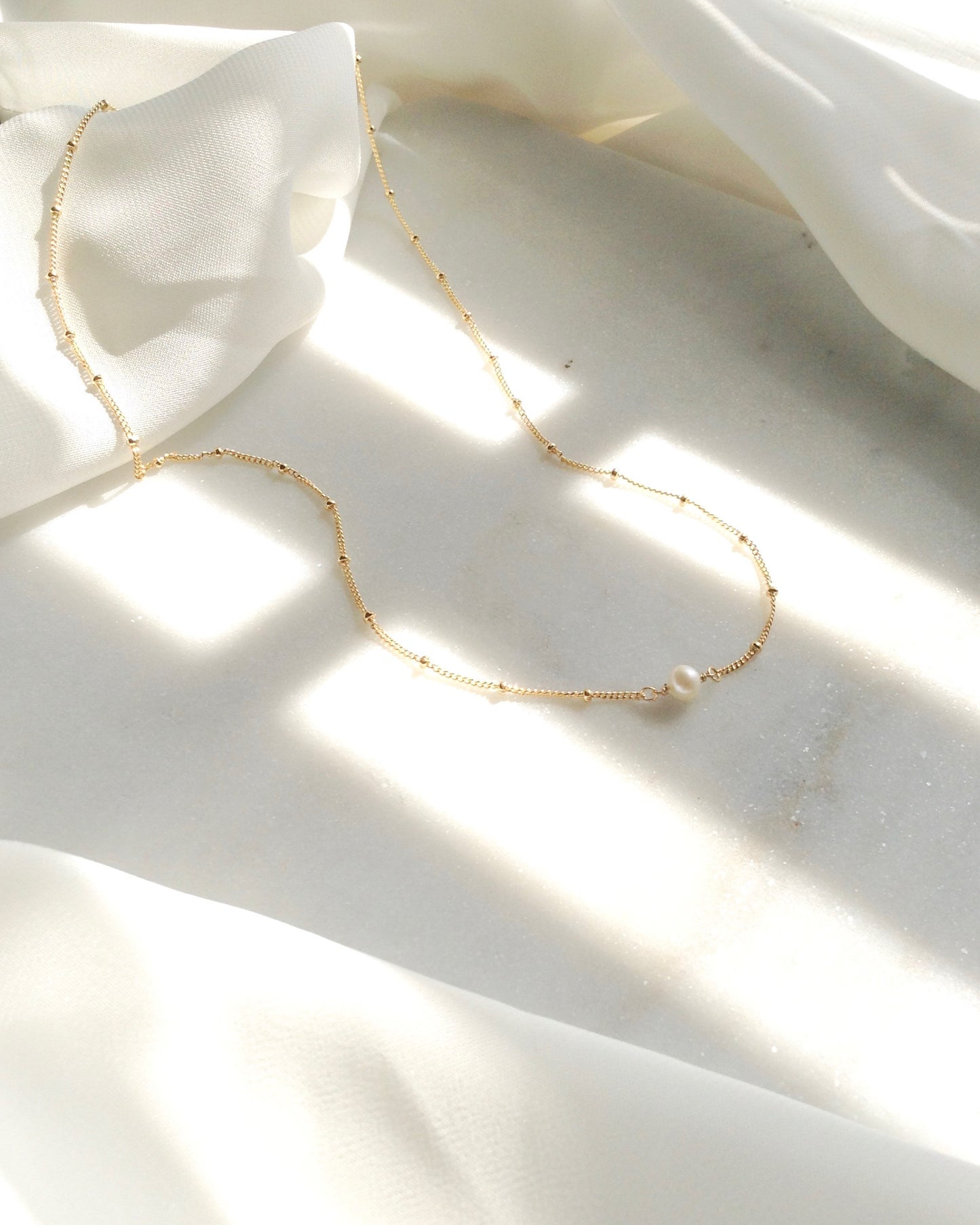 Dainty Pearl Necklace in Gold Filled or Sterling Silver | IB Jewelry