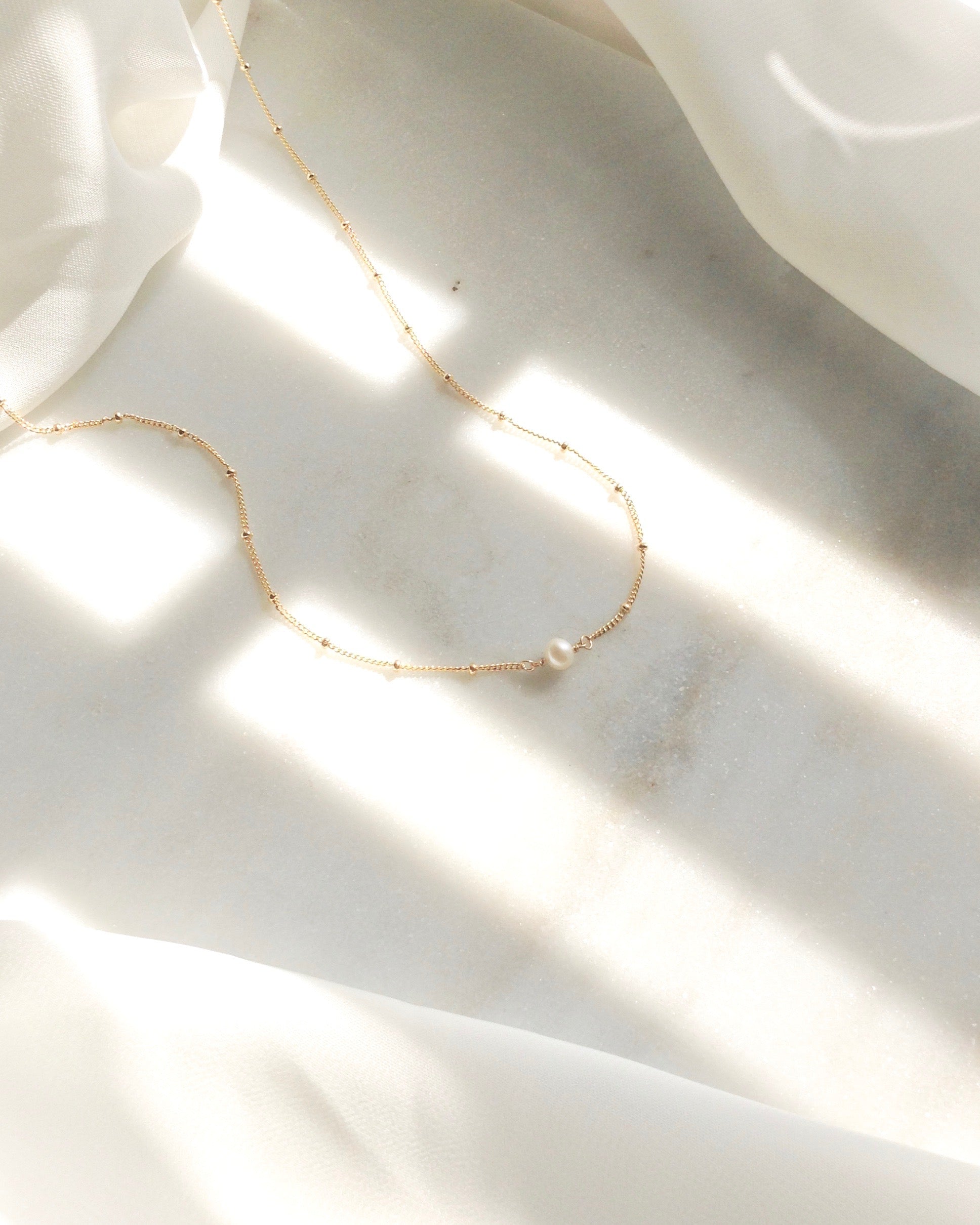 Freshwater Pearl Small Dainty Necklace | Simple Everyday Necklace | IB Jewelry
