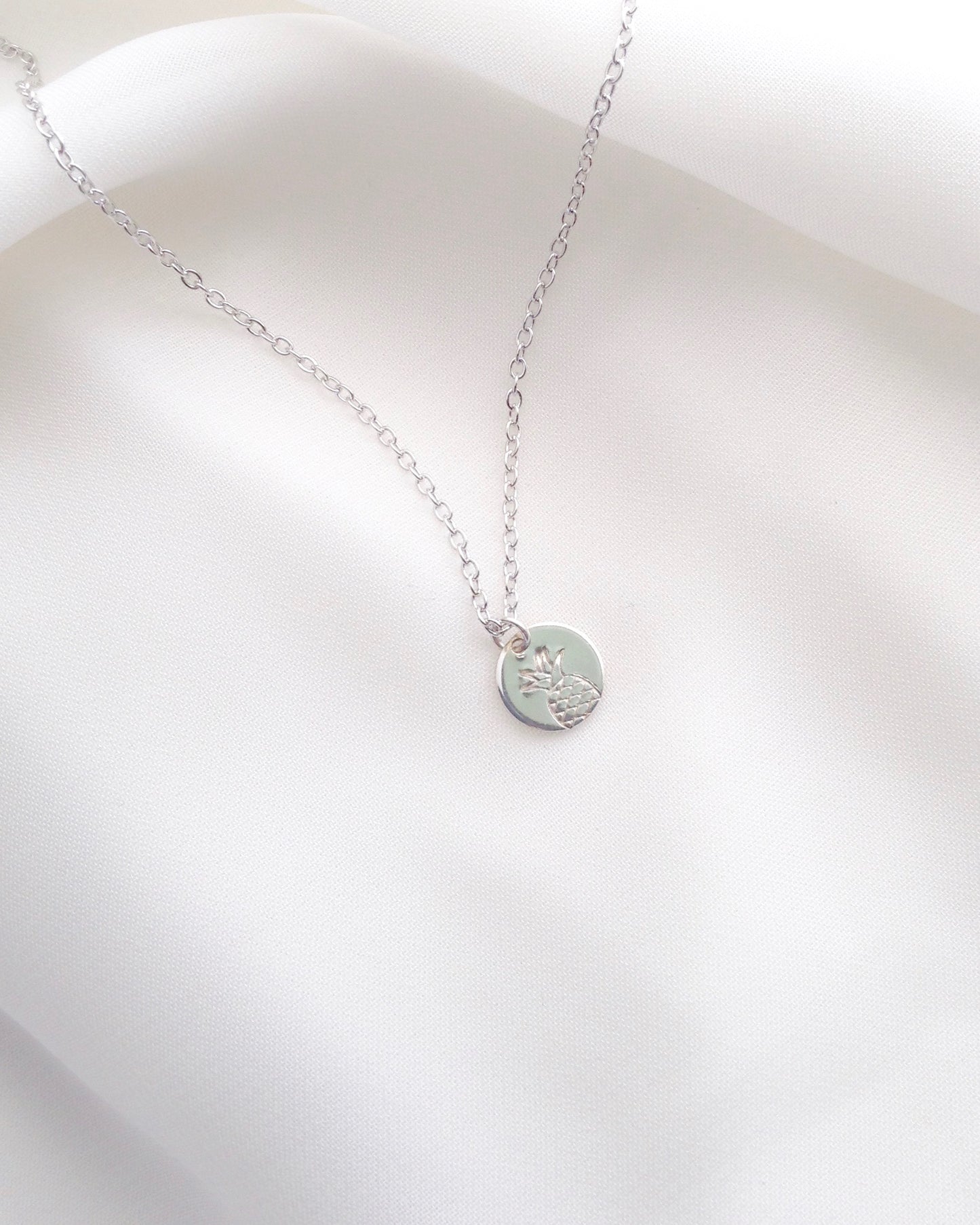 Silver Pineapple Necklace | Small Dainty Necklace | IB Jewelry