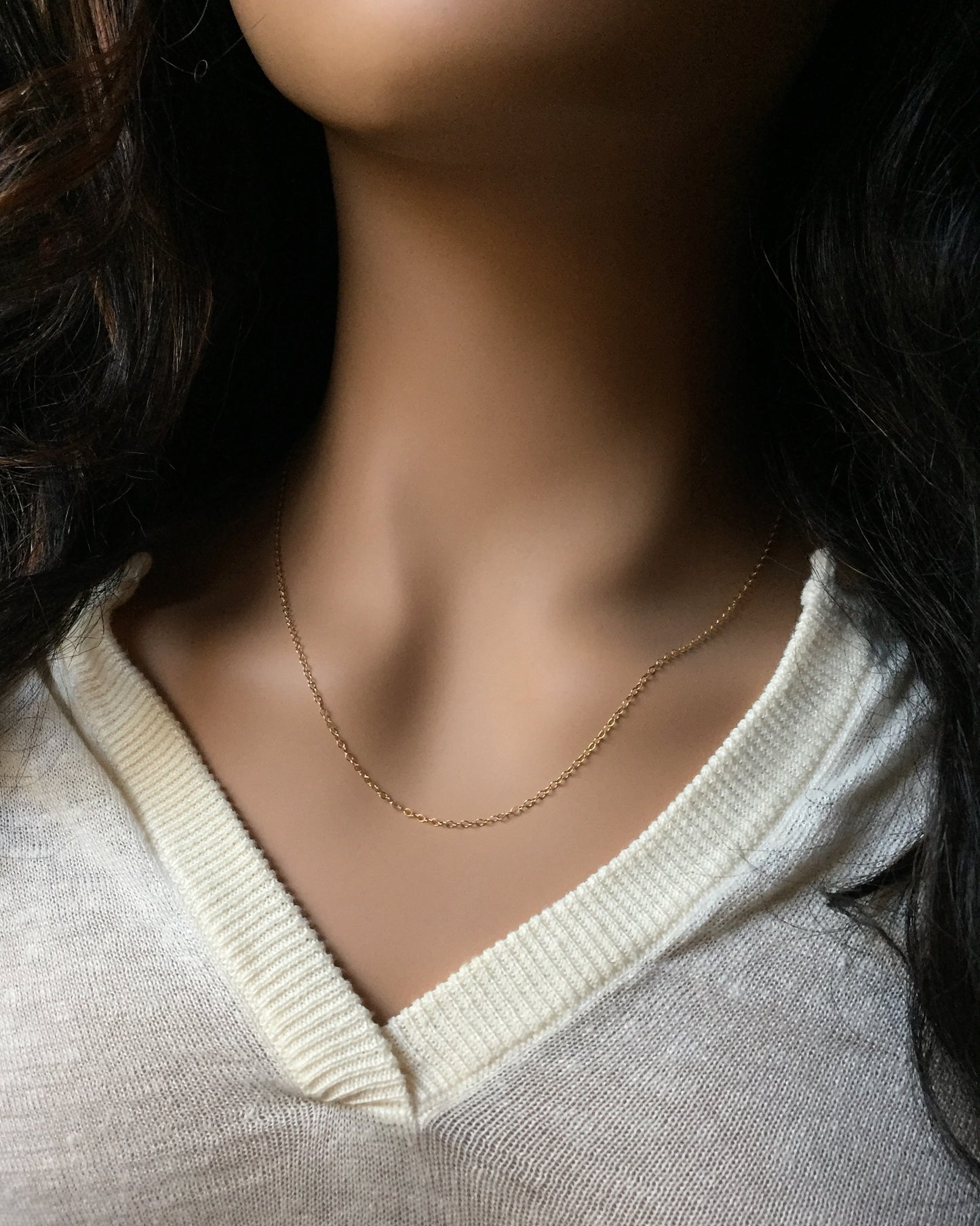 Dainty Thin Everyday Necklace | Plain Thin Chain Necklace | IB Jewelry