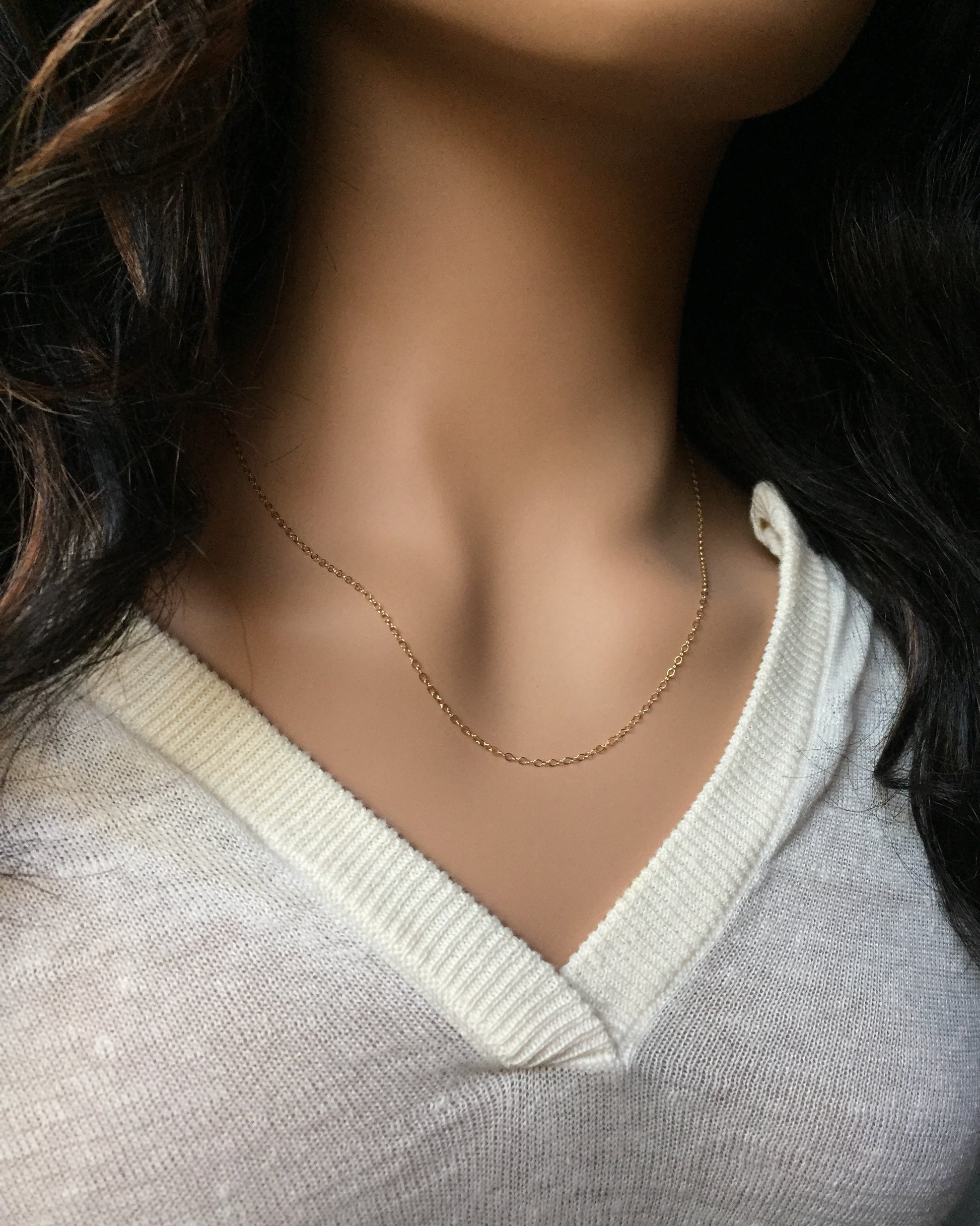 Dainty Chain Necklace | Basic Chain Necklace in Gold Filled or Sterling Silver | IB Jewelry