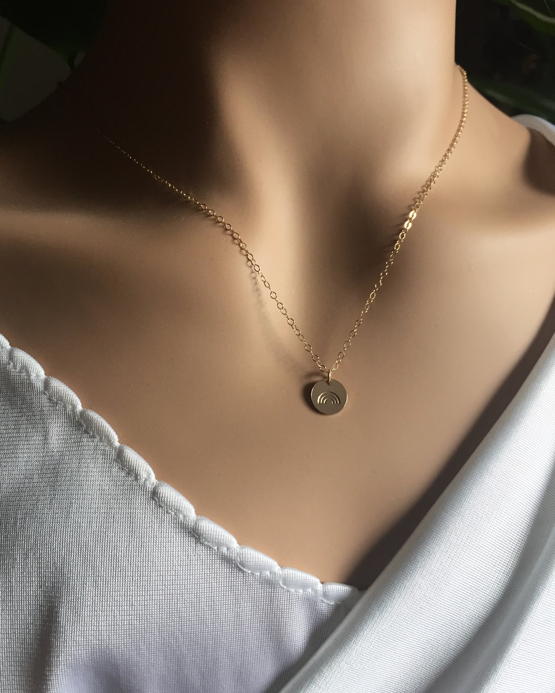 Dainty Rainbow Necklace In Gold Filled or Sterling Silver | Minimalist Necklace | IB Jewelry