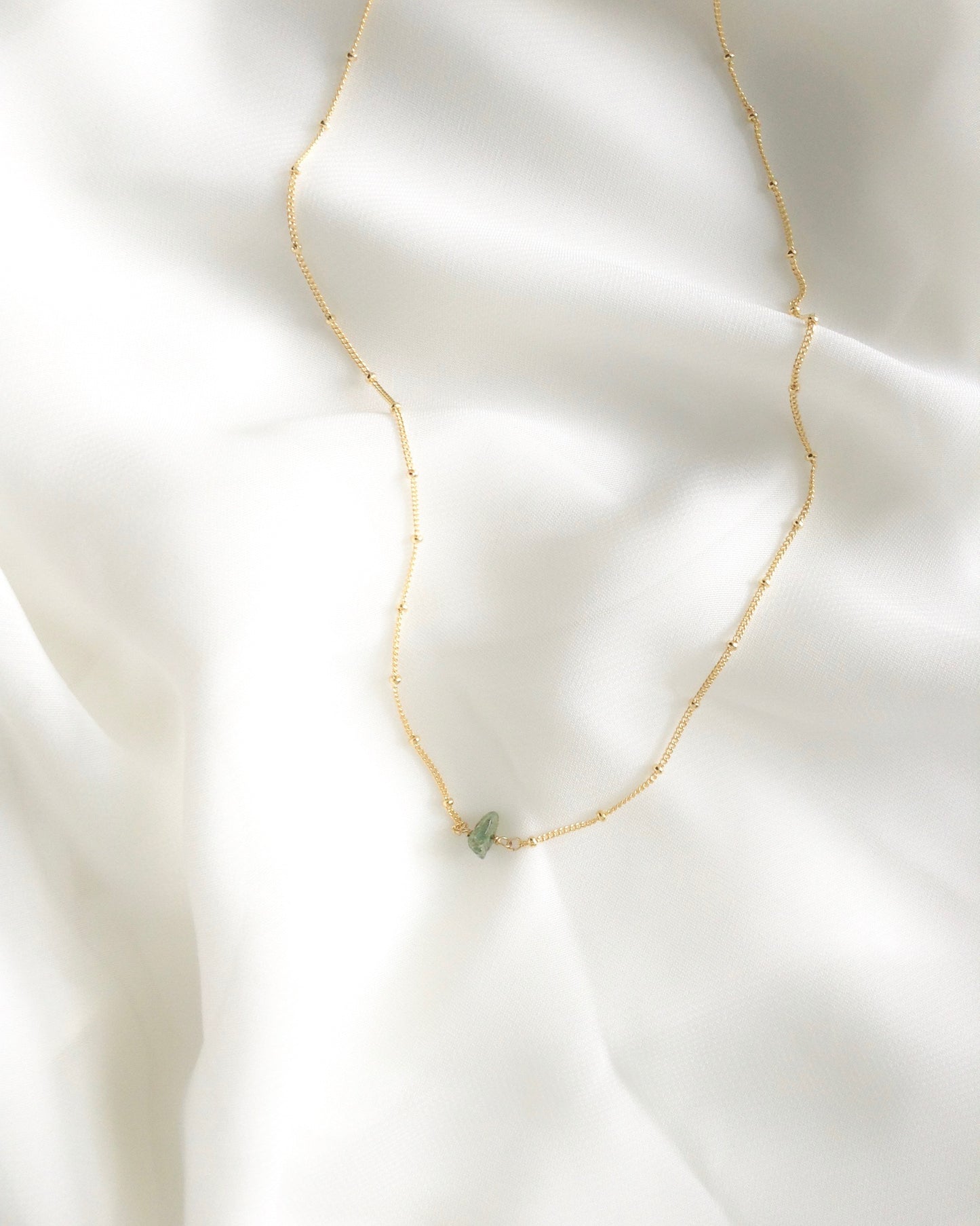 Dainty Raw Emerald Necklace in Gold Filled or Sterling Silver | Tiny Raw Gemstone Necklace | IB Jewelry