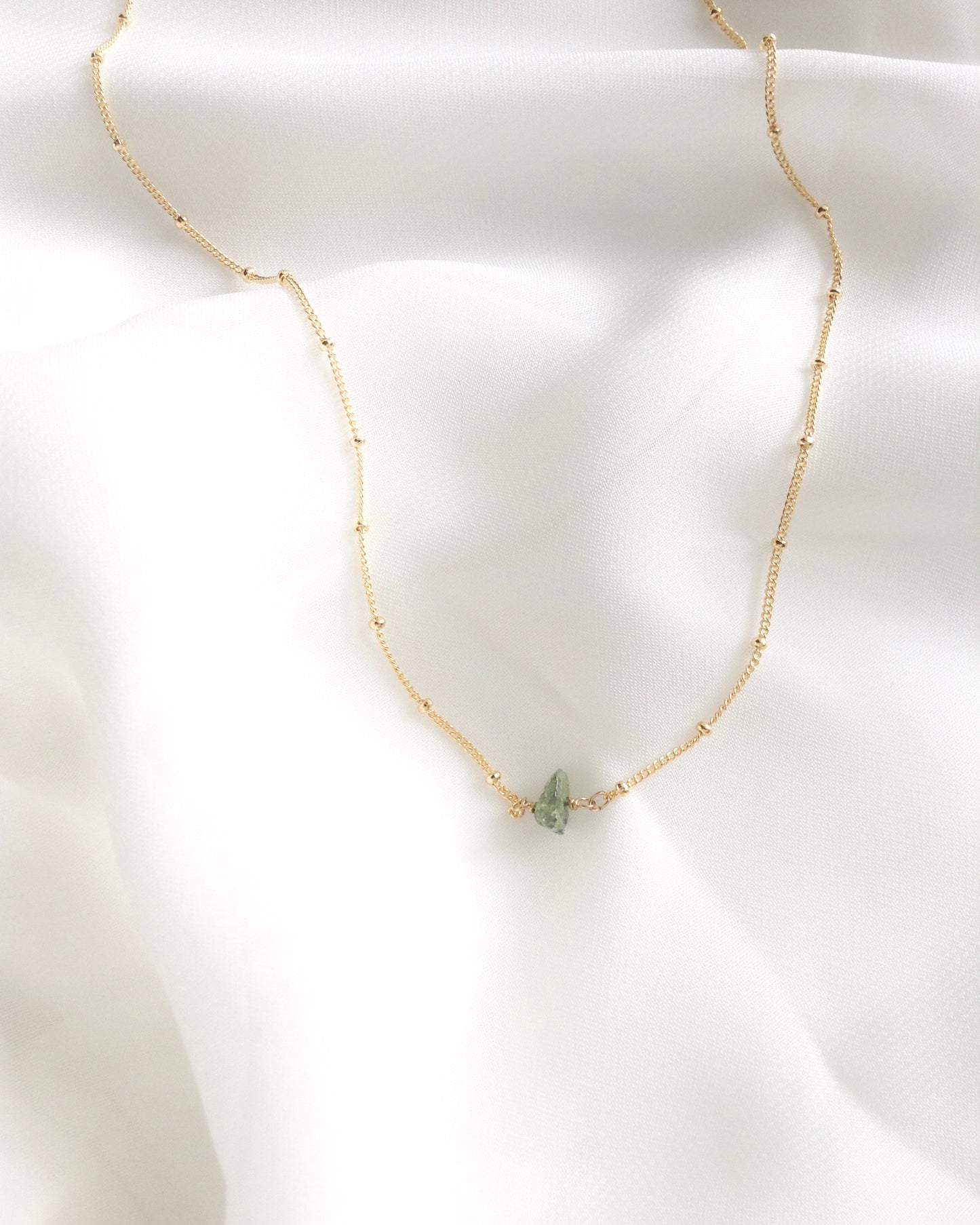 Minimalist Emerald Necklace in Gold Filled or Sterling Silver | IB Jewelry