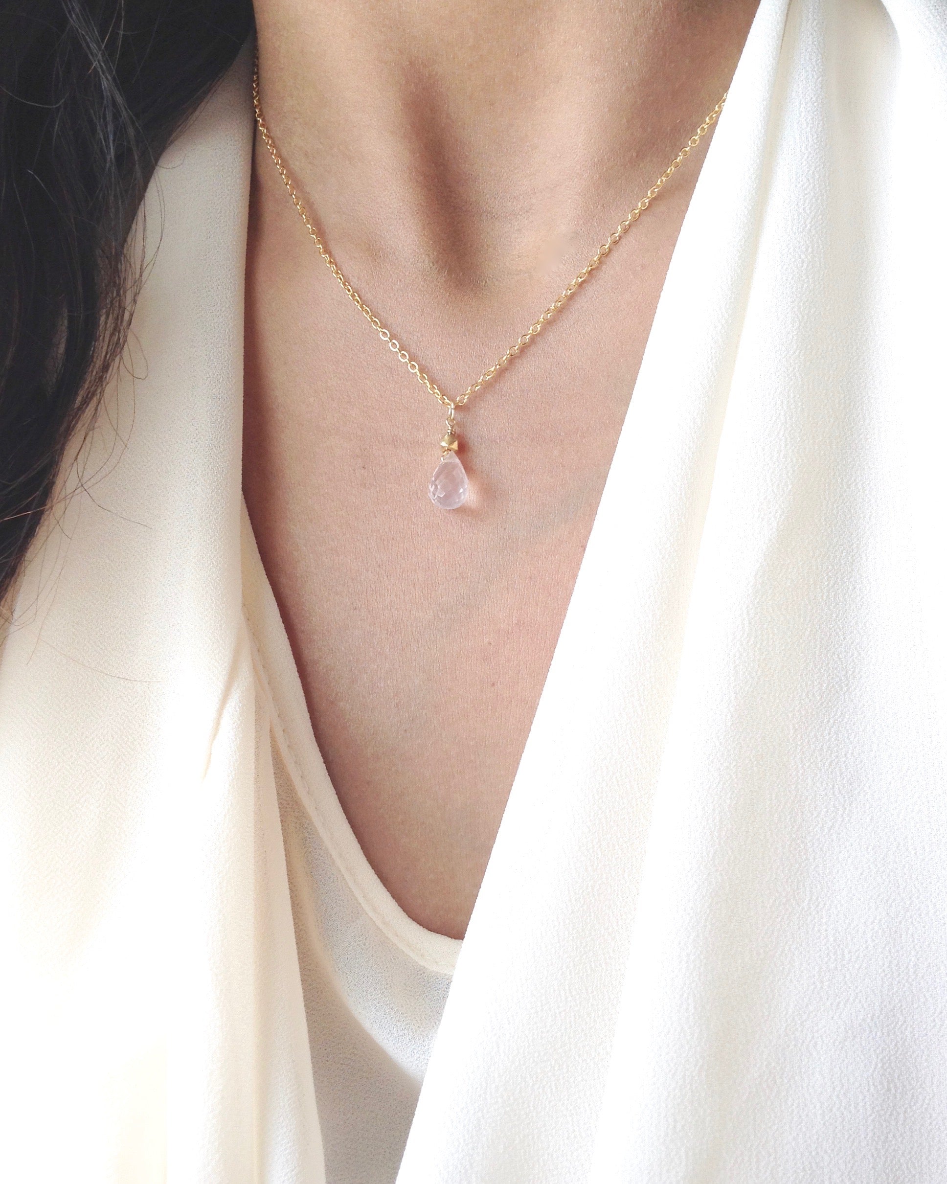 Rose Quartz Happy Birthday Gift | Meaningful Necklace | IB Jewelry