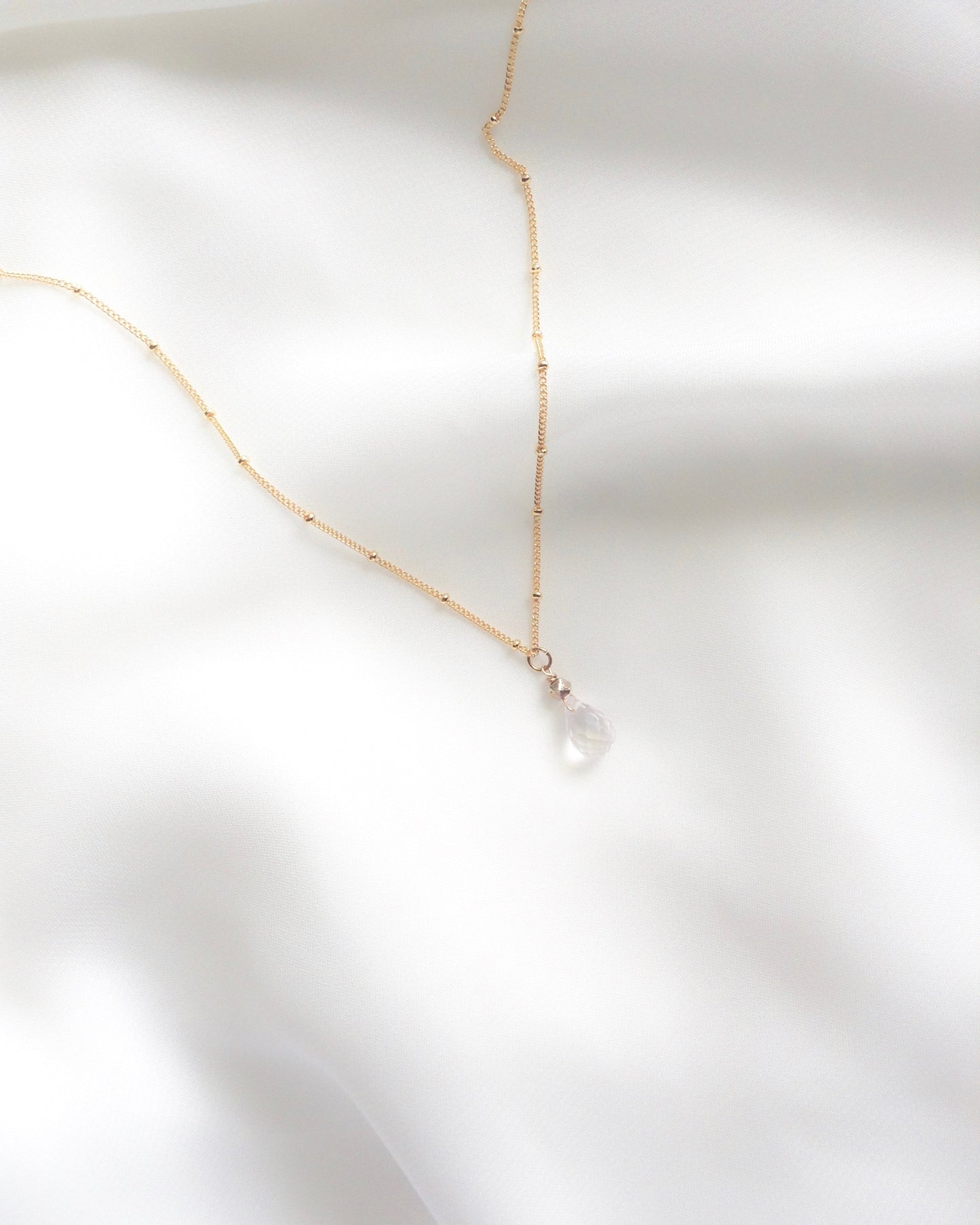 Rose Quartz Teardrop Necklace | IB Jewelry