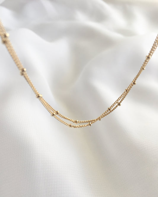 Petite Delicate Double Strand Choker in Gold Filled or Sterling Silver | Layered Chain Choker | IB Jewelry