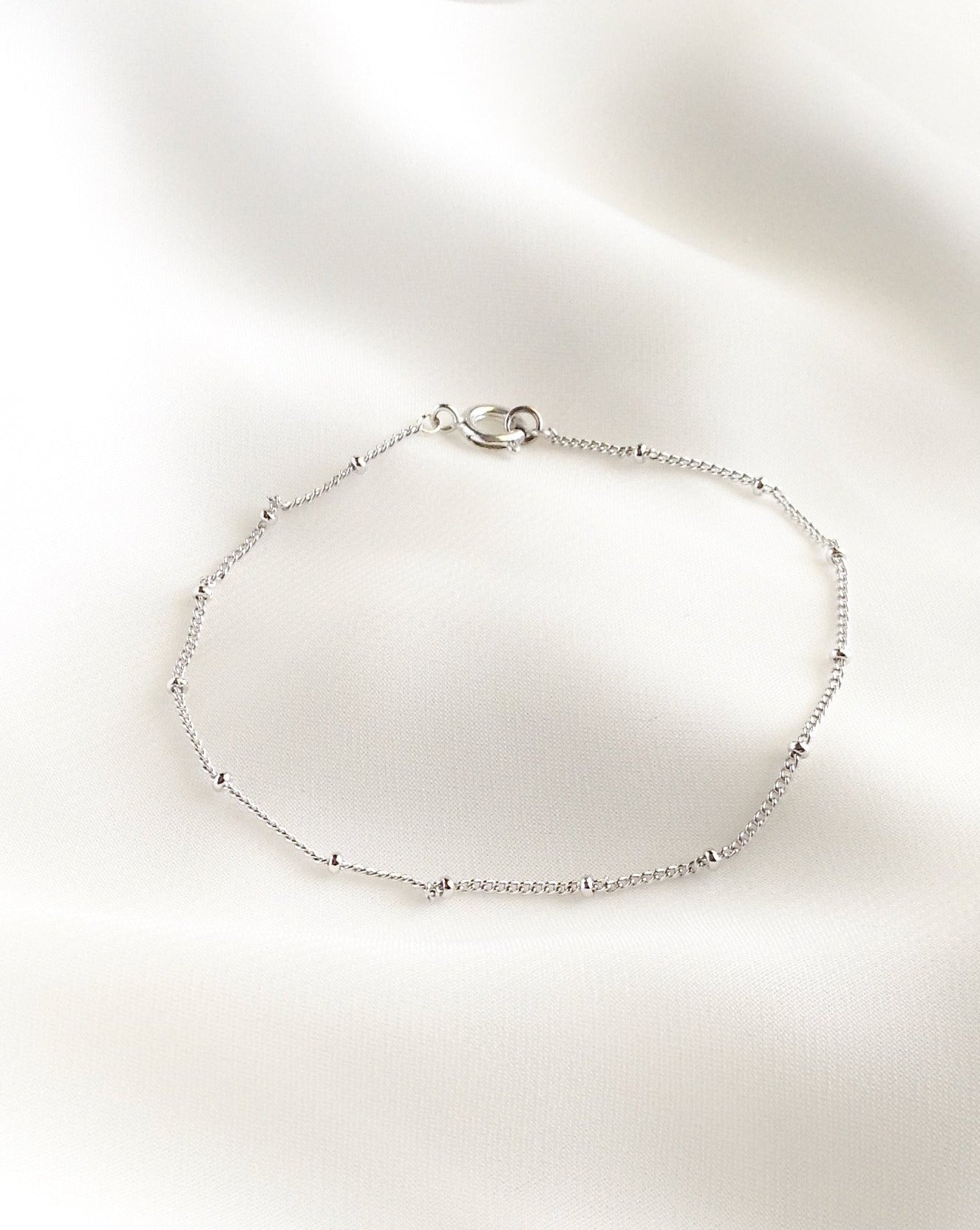 Dainty Tiny Beaded Thin Chain Bracelet in Gold Filled or Sterling Silver | Simple Elegant Bracelet | IB Jewelry