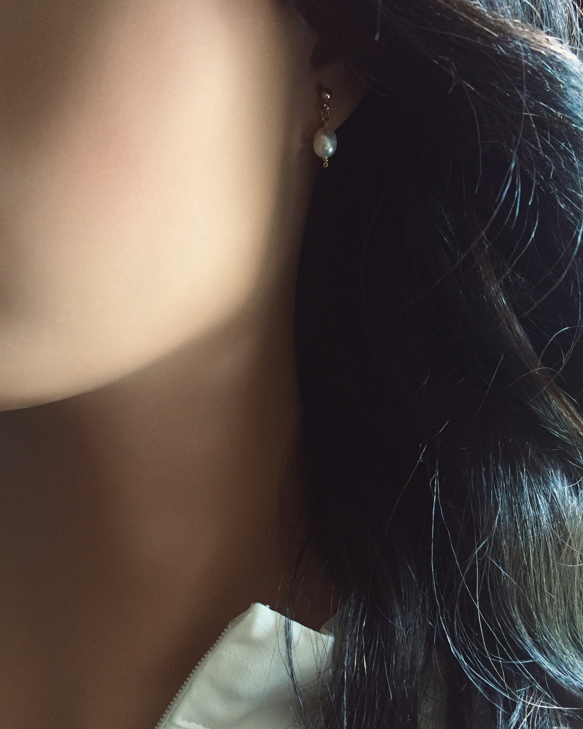Simple Pearl Drop Earrings | Dainty Pearl  Earrings | Minimalist Pearl Earrings | IB Jewelry