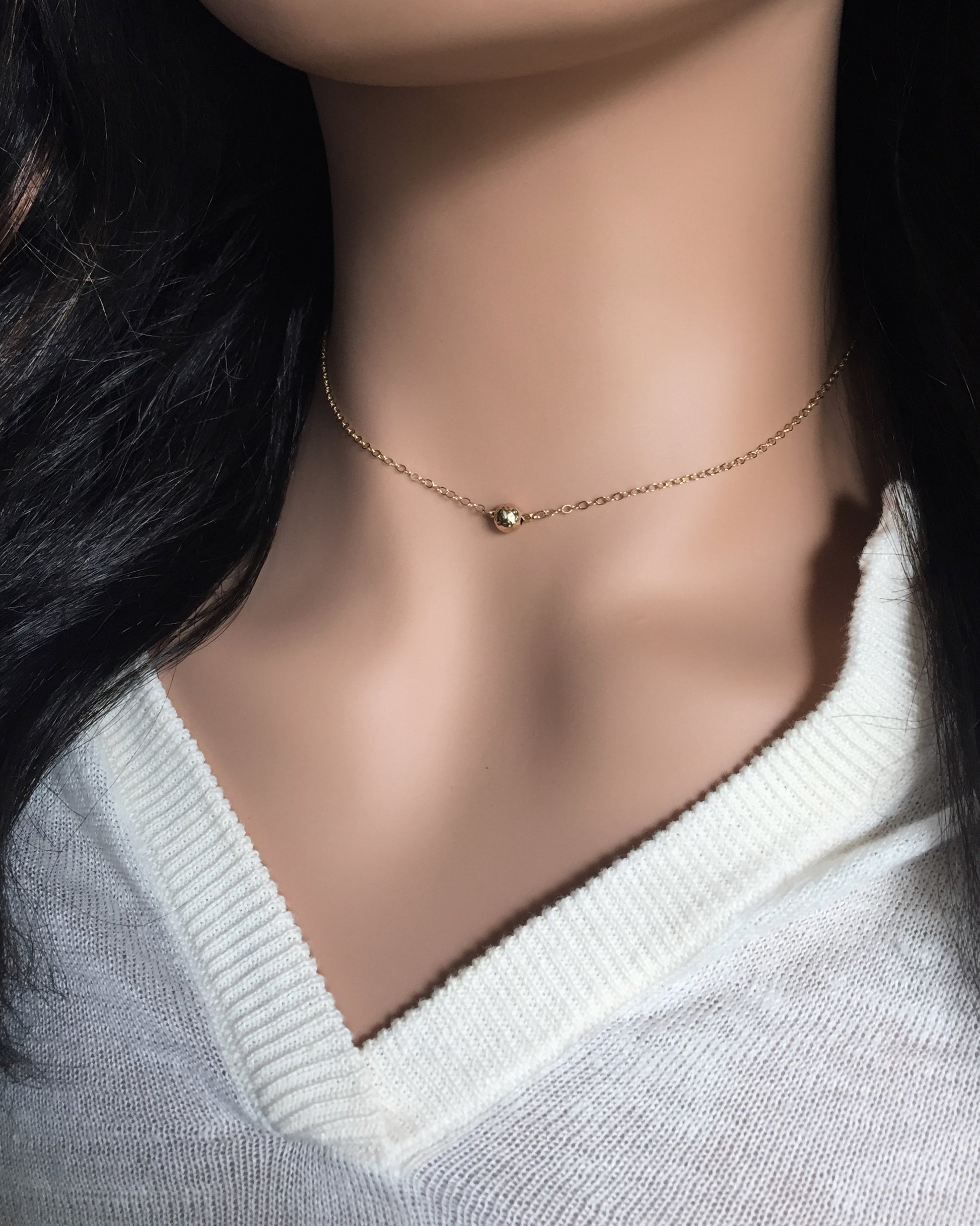 Simple Tiny Ball Necklace | Small Dainty Necklace | IB Jewelry